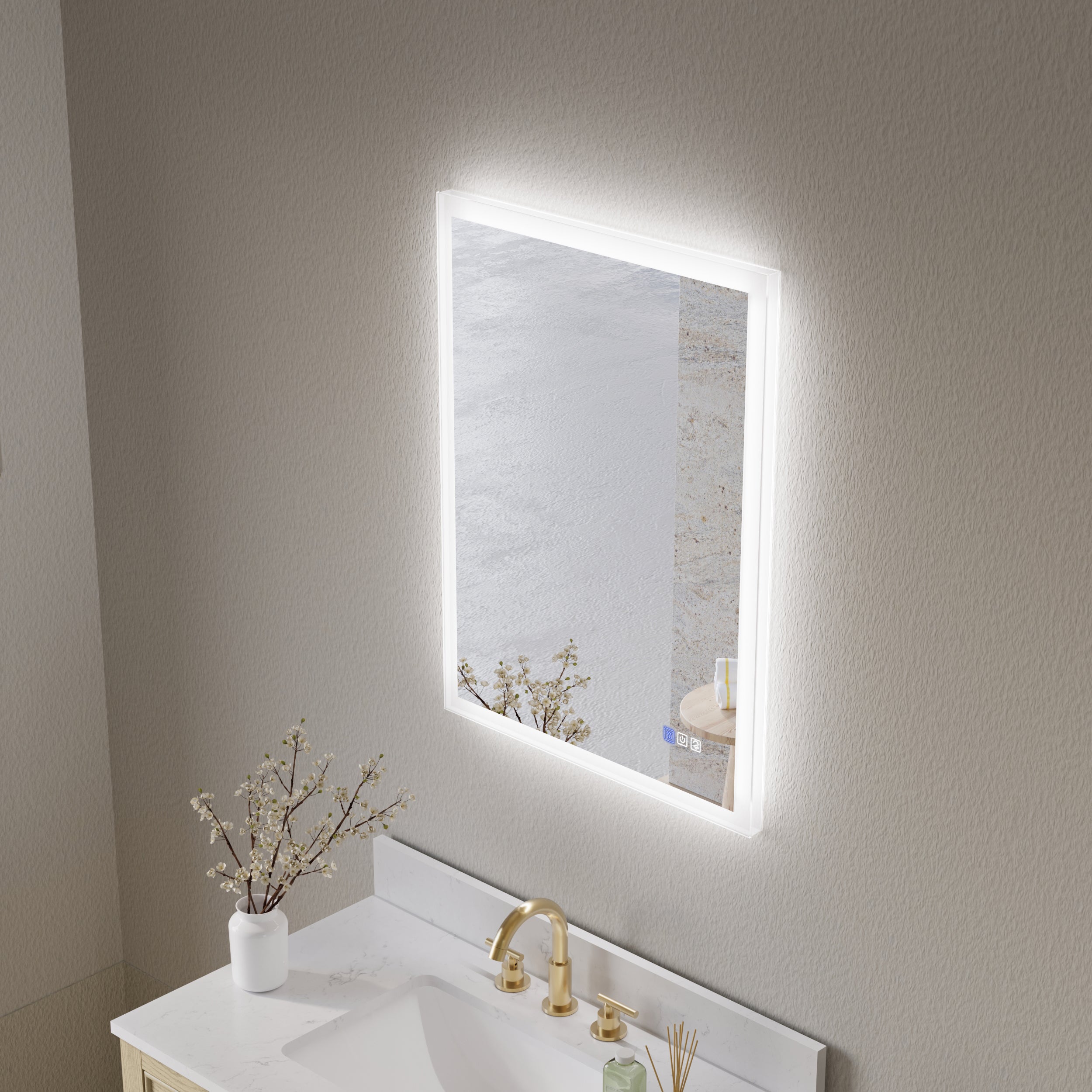 24 in. W x 32 in. H LED Light Mirror Rectangular Fog Free Frameless Bathroom Vanity Mirror