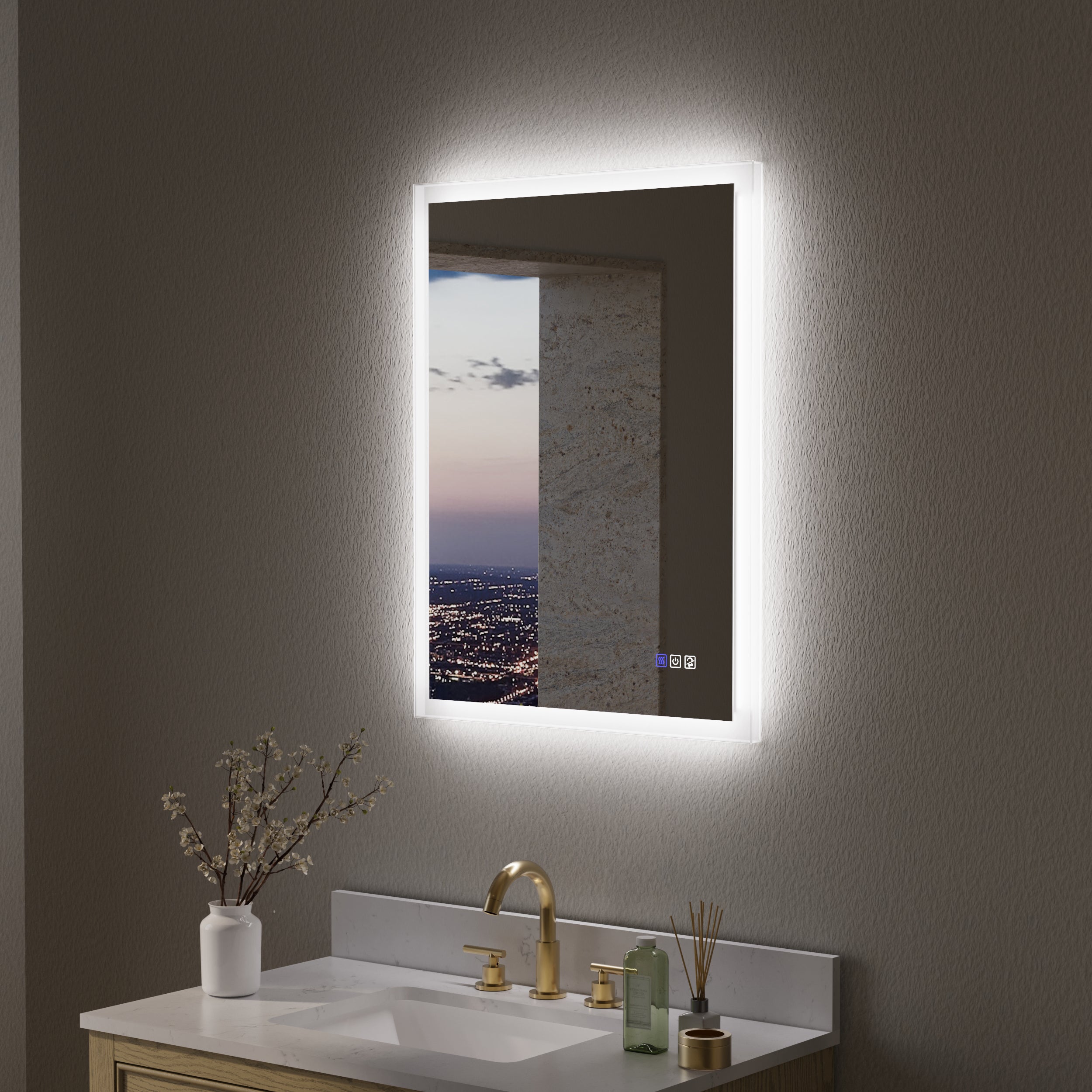 24 in. W x 32 in. H LED Light Mirror Rectangular Fog Free Frameless Bathroom Vanity Mirror