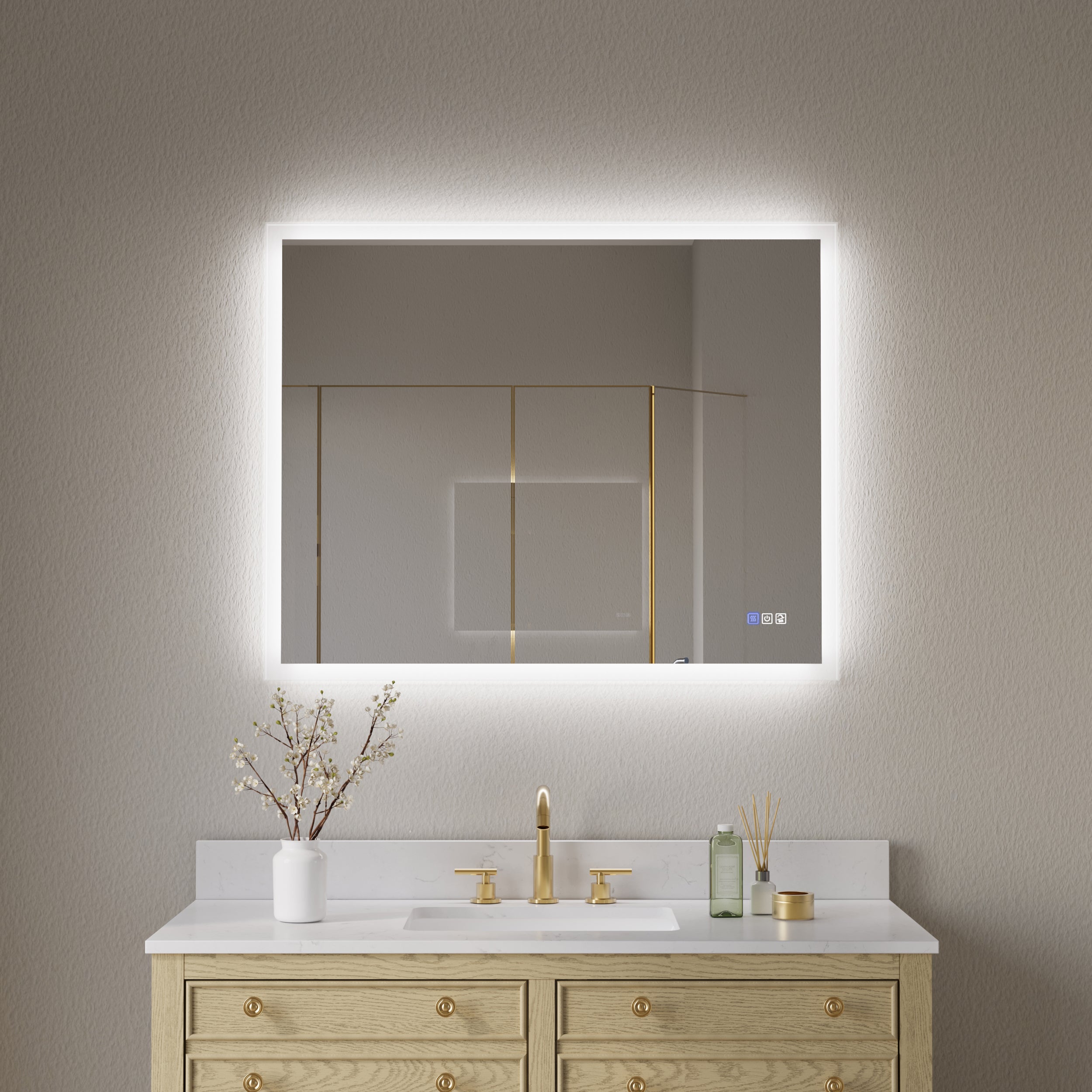 40 in. W x 32 in. H LED Light Mirror Rectangular Fog Free Frameless Bathroom Vanity Mirror