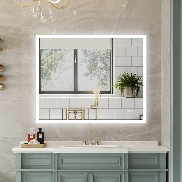 40 in. W x 32 in. H LED Lit Mirror Rectangular Fog Free Frameless Bathroom Vanity Mirror