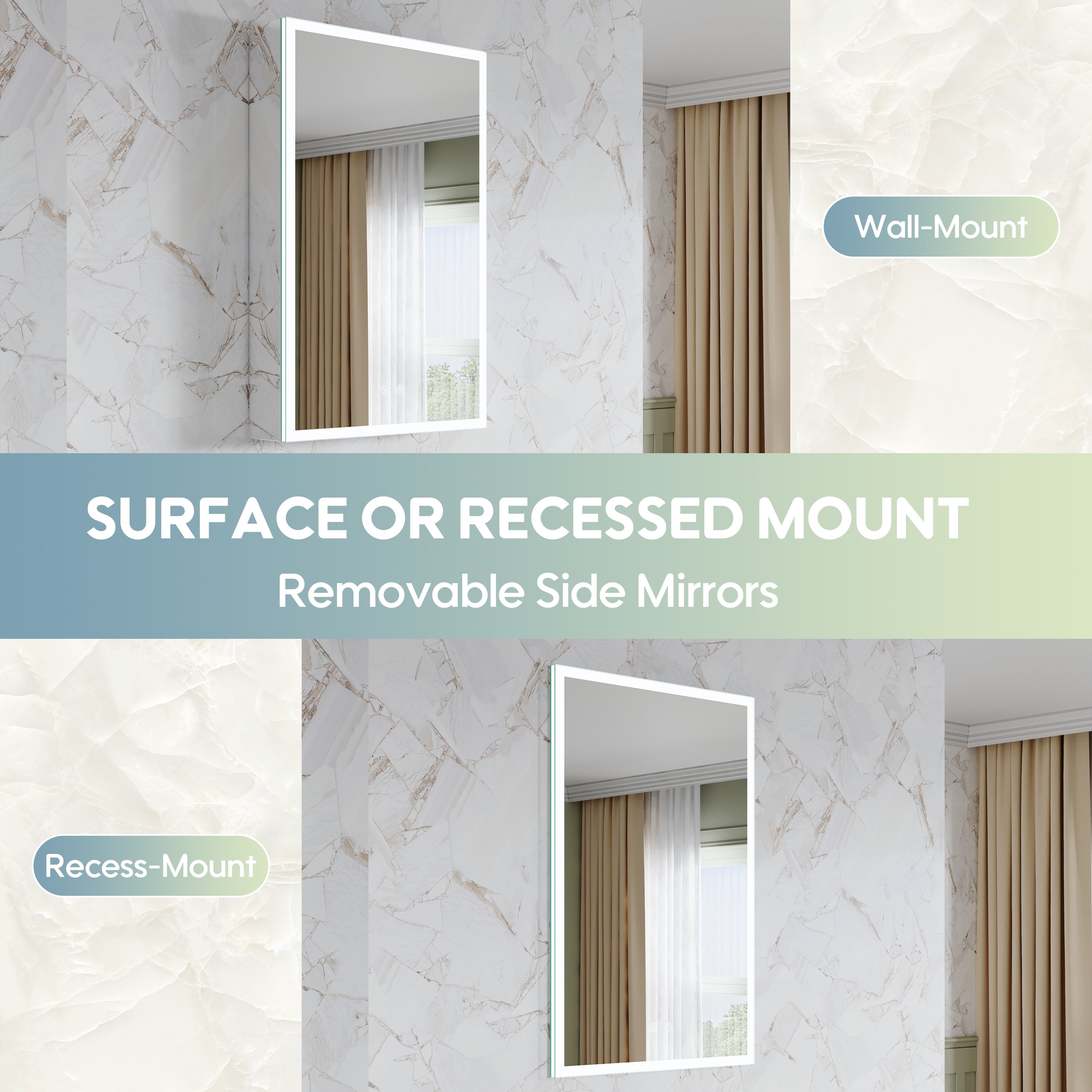 20 in. x 30 in. Rectangular Recessed/Surface Mount Left Medicine Cabinet with 3x Magnifier Mirror and LED Light