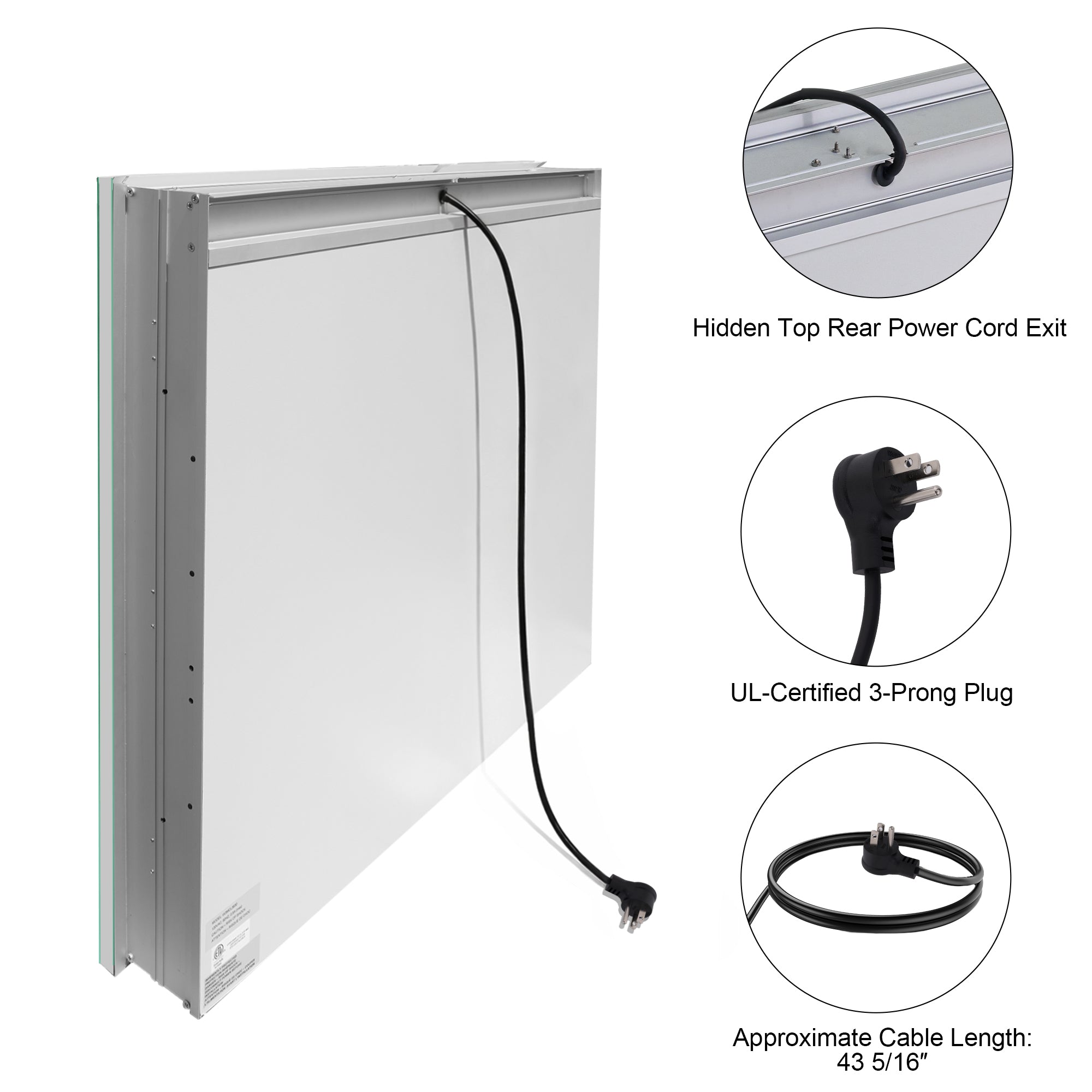 30 in. x 30 in. Rectangular Recessed/Surface Mount Medicine Cabinet with 3x Magnifier Mirror and LED Light