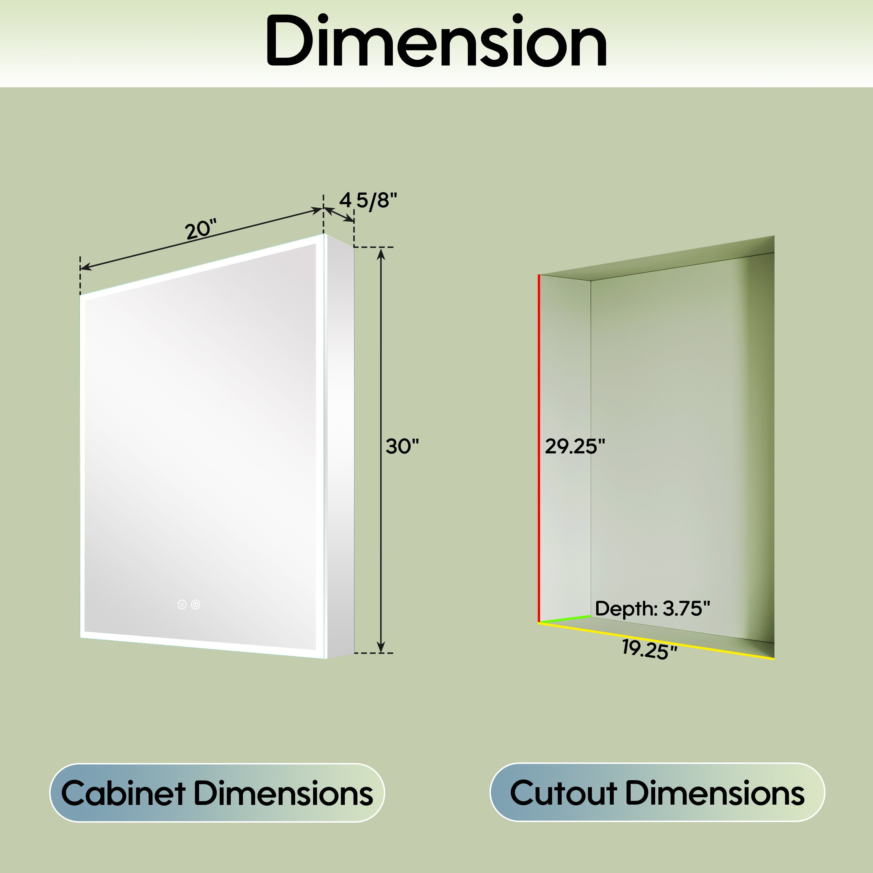 20 in. x 30 in. Rectangular Recessed/Surface Mount Left Medicine Cabinet with 3x Magnifier Mirror and LED Light