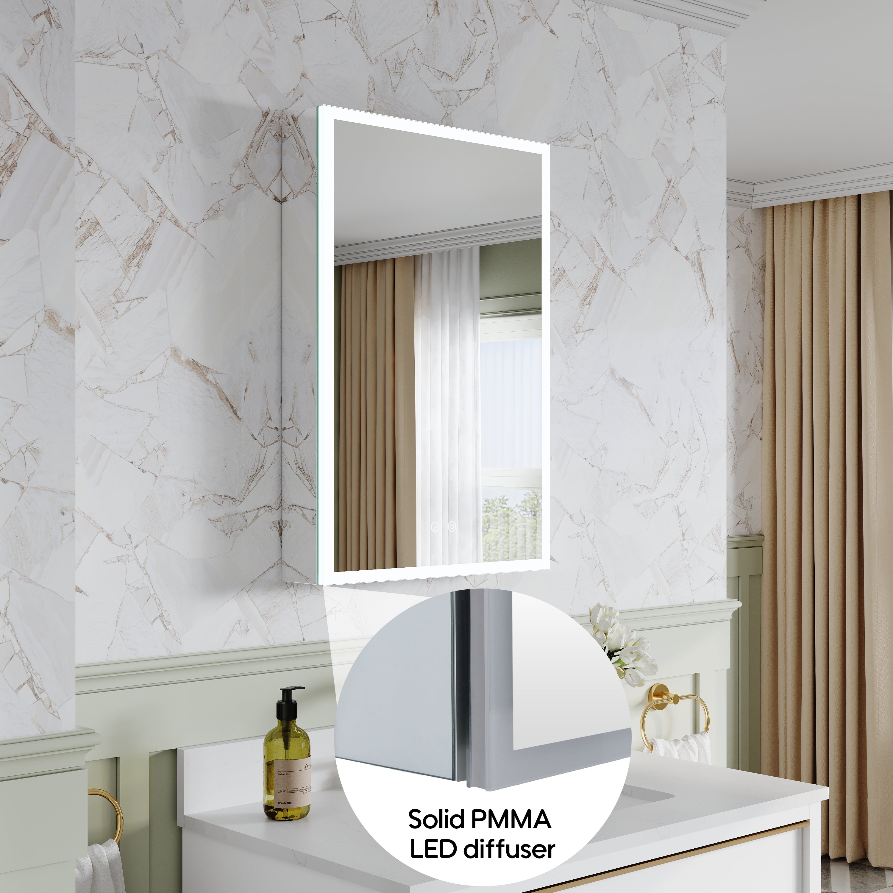 20 in. x 30 in. Rectangular Recessed/Surface Mount Left Medicine Cabinet with 3x Magnifier Mirror and LED Light