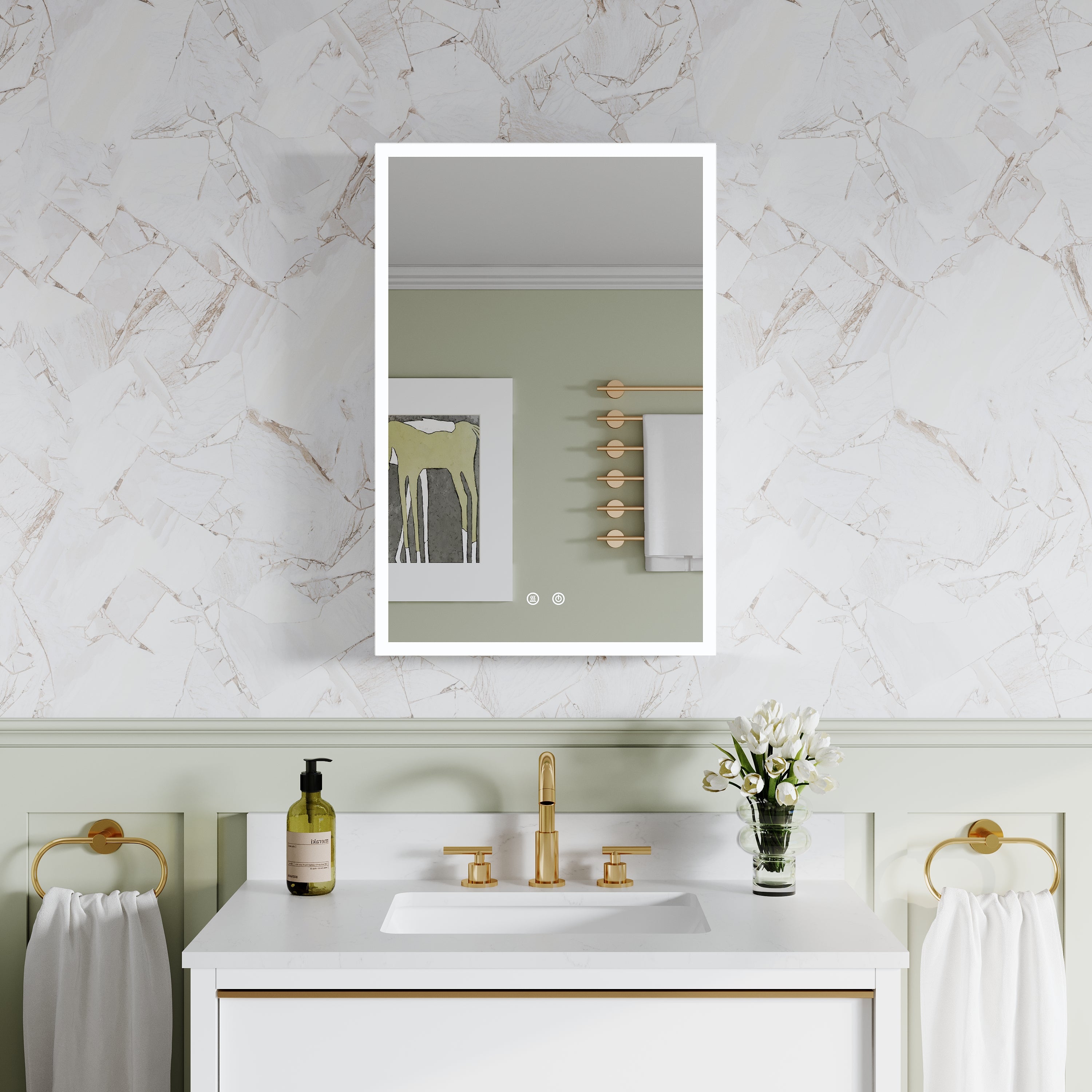 20 in. x 30 in. Rectangular Recessed/Surface Mount Left Medicine Cabinet with 3x Magnifier Mirror and LED Light