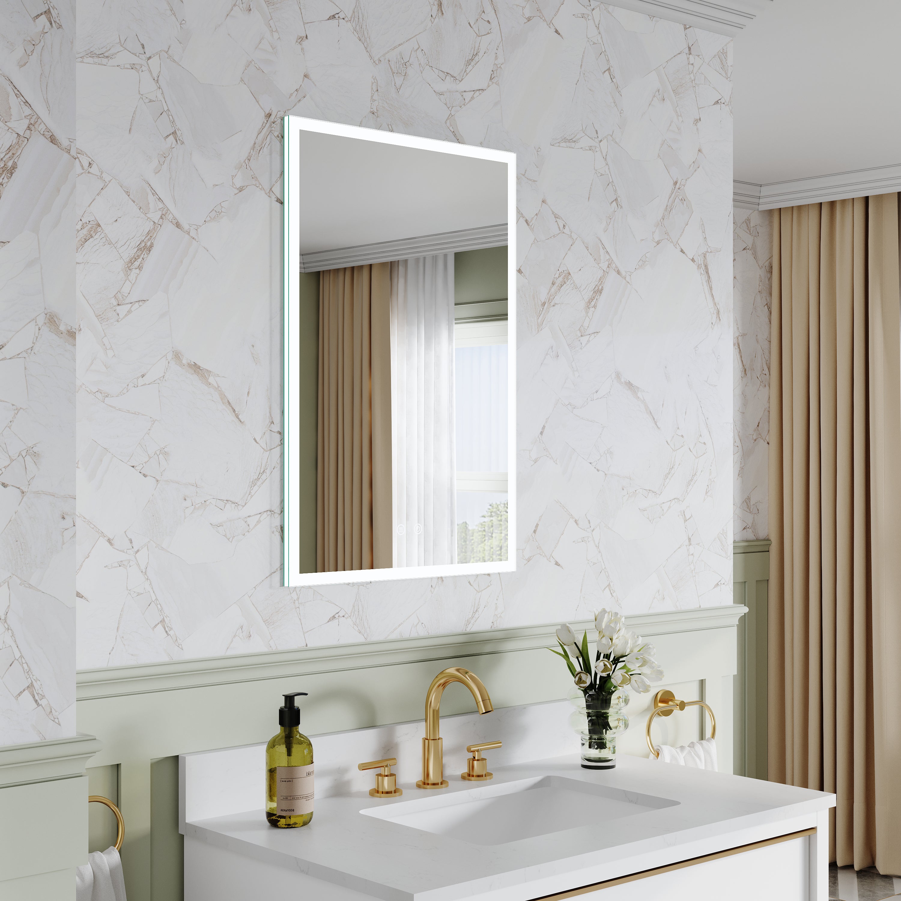 20 in. x 30 in. Rectangular Recessed/Surface Mount Right Medicine Cabinet with Mirror and LED Light