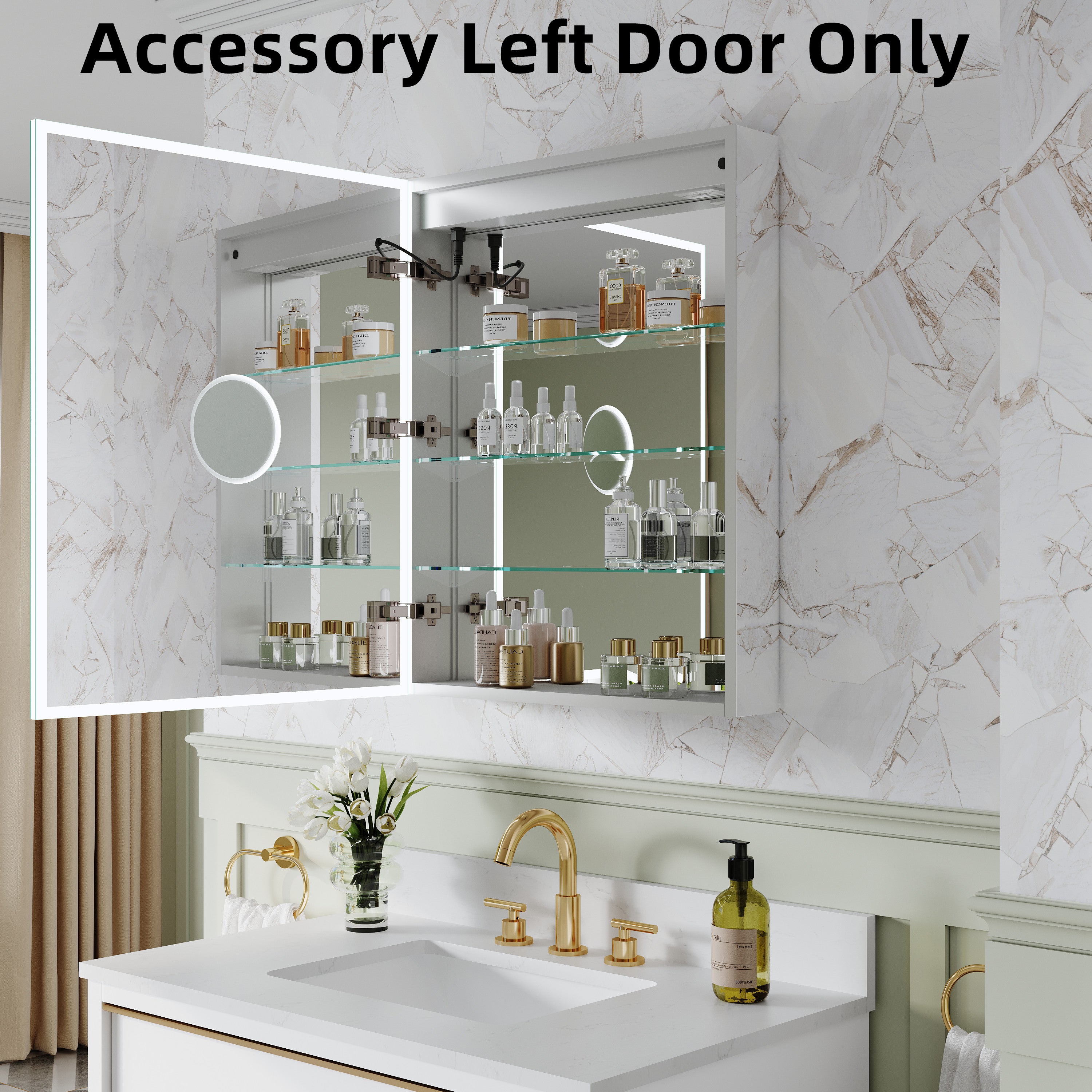 Replacement Left Door for 24 in. x 30 in. LED Medicine Cabinet with Mirror, Left Hinge, W8MCL2430L