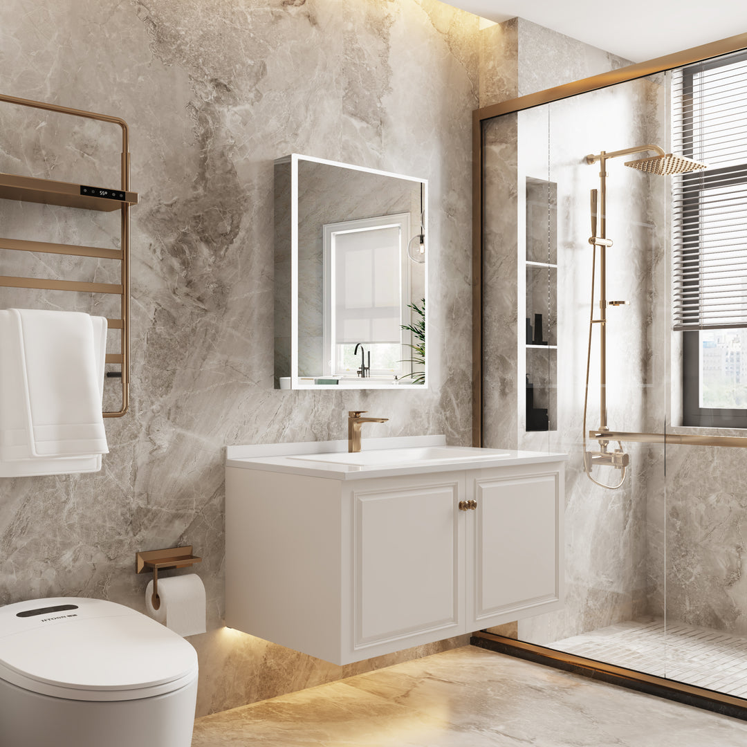 24 in. x 30 in. Rectangular Recessed/Surface Mount Left Medicine Cabinet with Mirror and LED Light