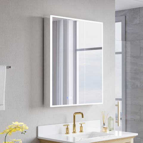 30 in. x 36 in. Recessed/Surface Mount LED Medicine Cabinet with 3X Magnifier Glass Mirror and Dual Doors