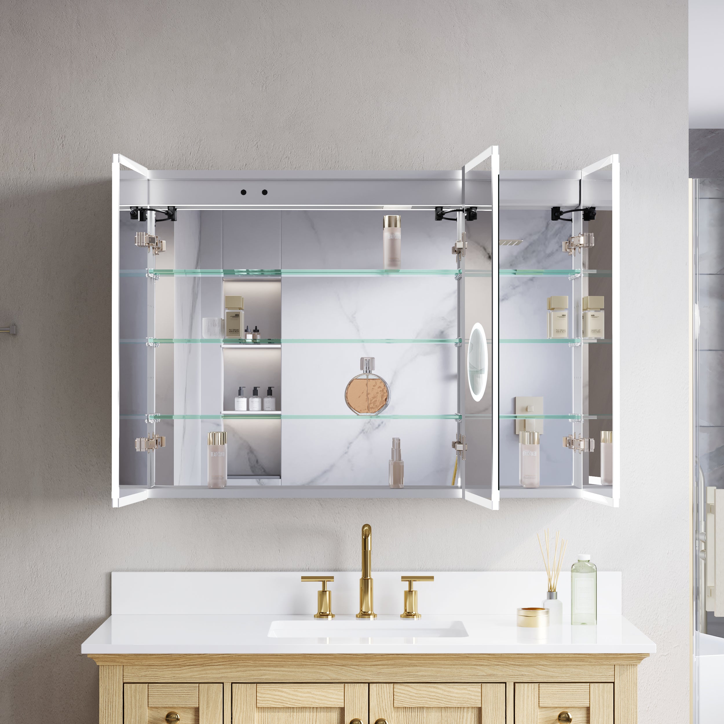 40 in. x 30 in. Recessed/Surface Mount LED Medicine Cabinet with 3X Magnifier Glass Mirror