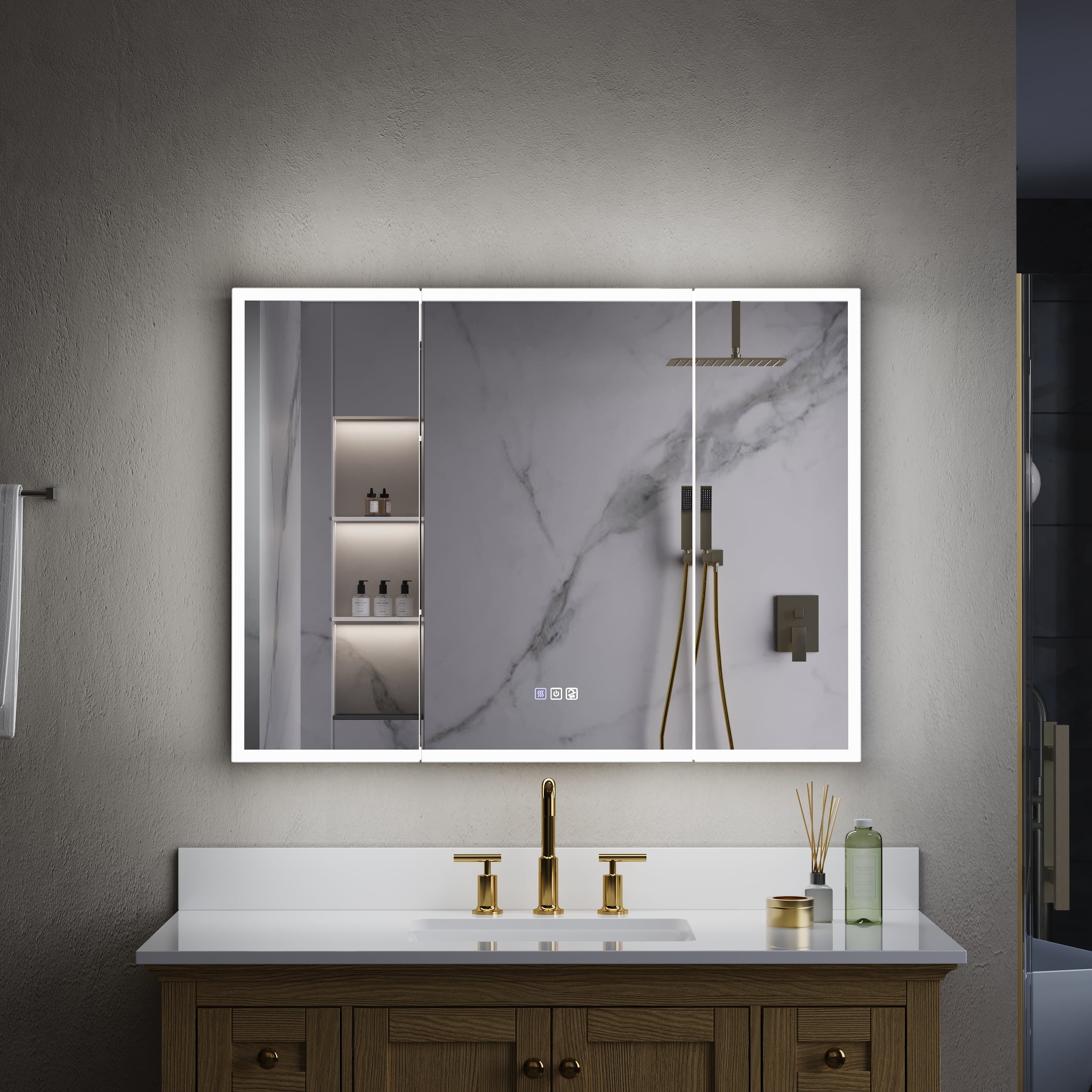 40 in. x 30 in. Recessed/Surface Mount LED Medicine Cabinet with 3X Magnifier Glass Mirror
