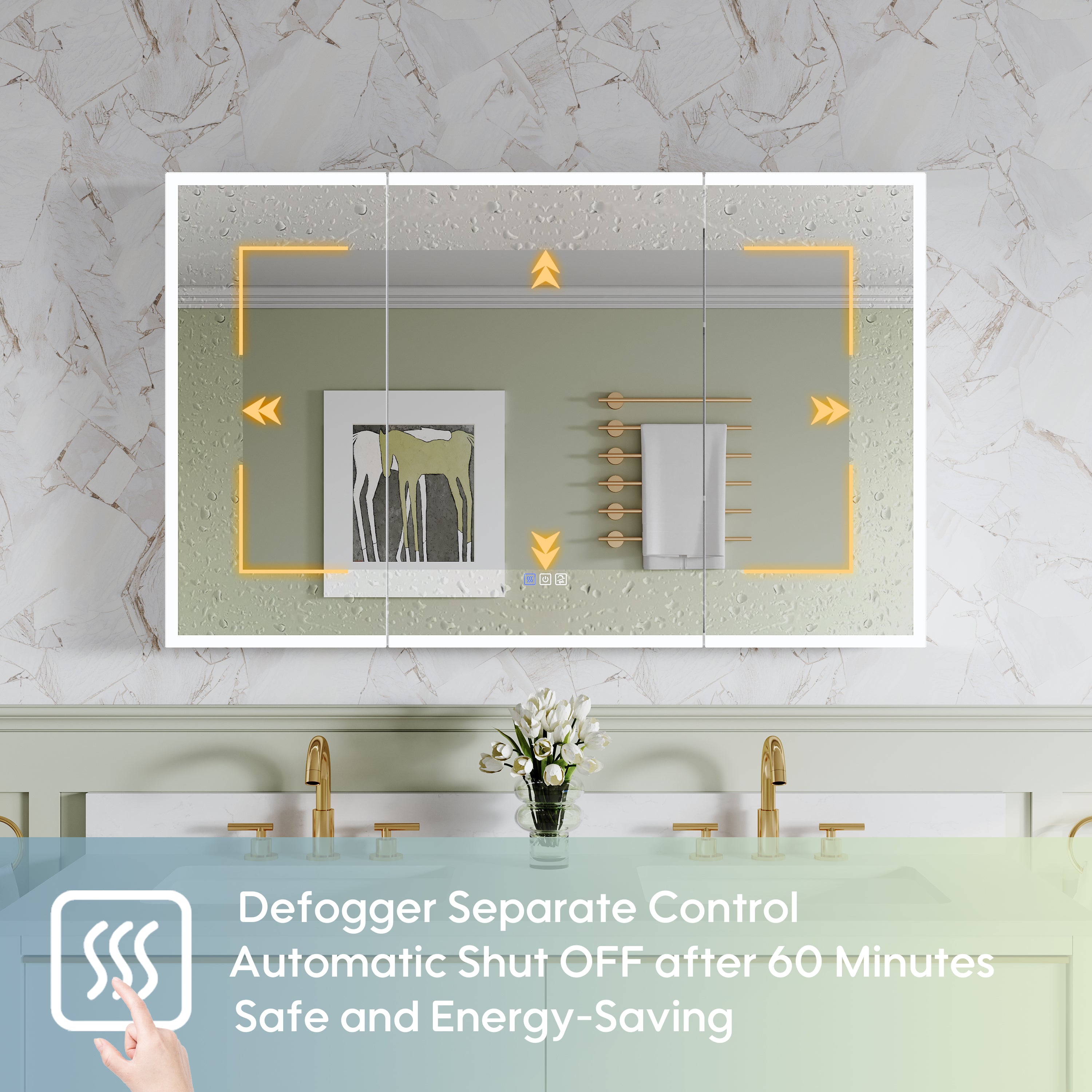 48 in. x 30 in. Rectangular Recessed/Surface Mount Medicine Cabinet with Mirror and LED Light