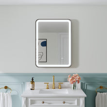 24 in. W x 32 in. H Framed LED Light Bathroom Vanity Mirror - Round Corners in Black