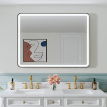 48 in. W x 36 in. H Framed LED Light Bathroom Vanity Mirror - Round Corners in Black
