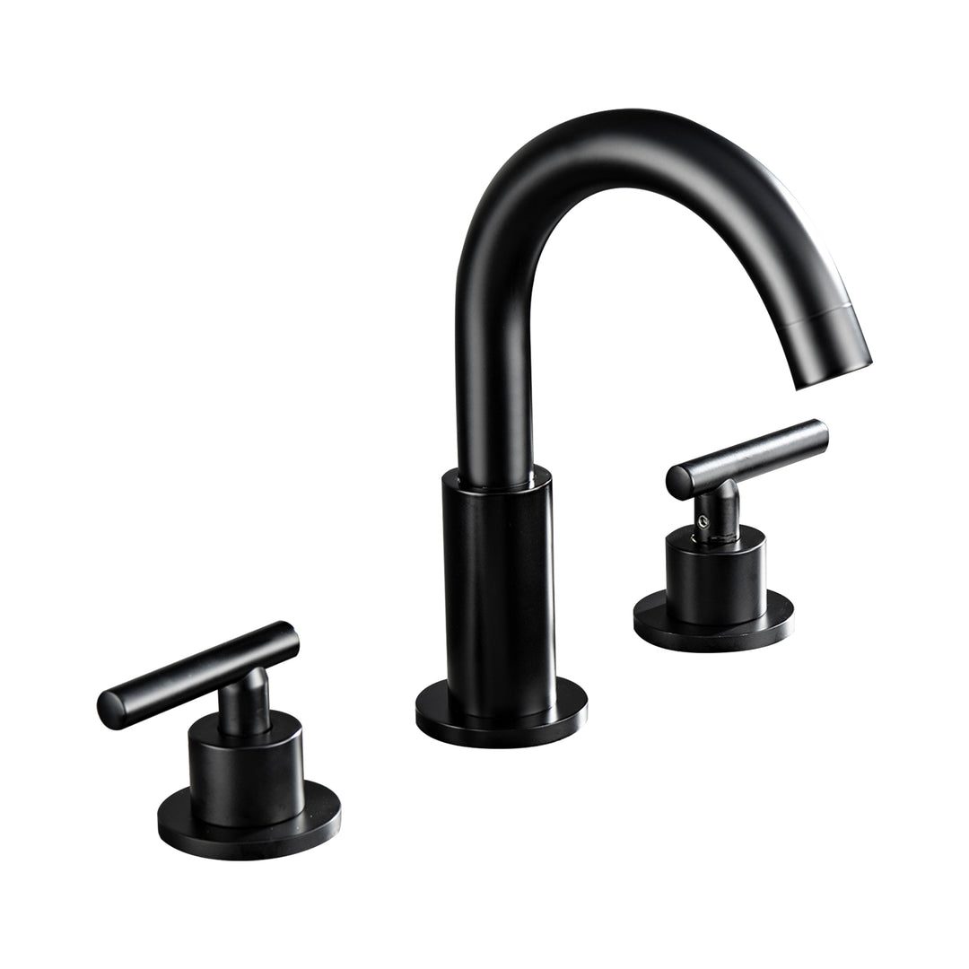 8 in. Widespread Double Handle Bathroom Faucet with Gooseneck in Matte Black