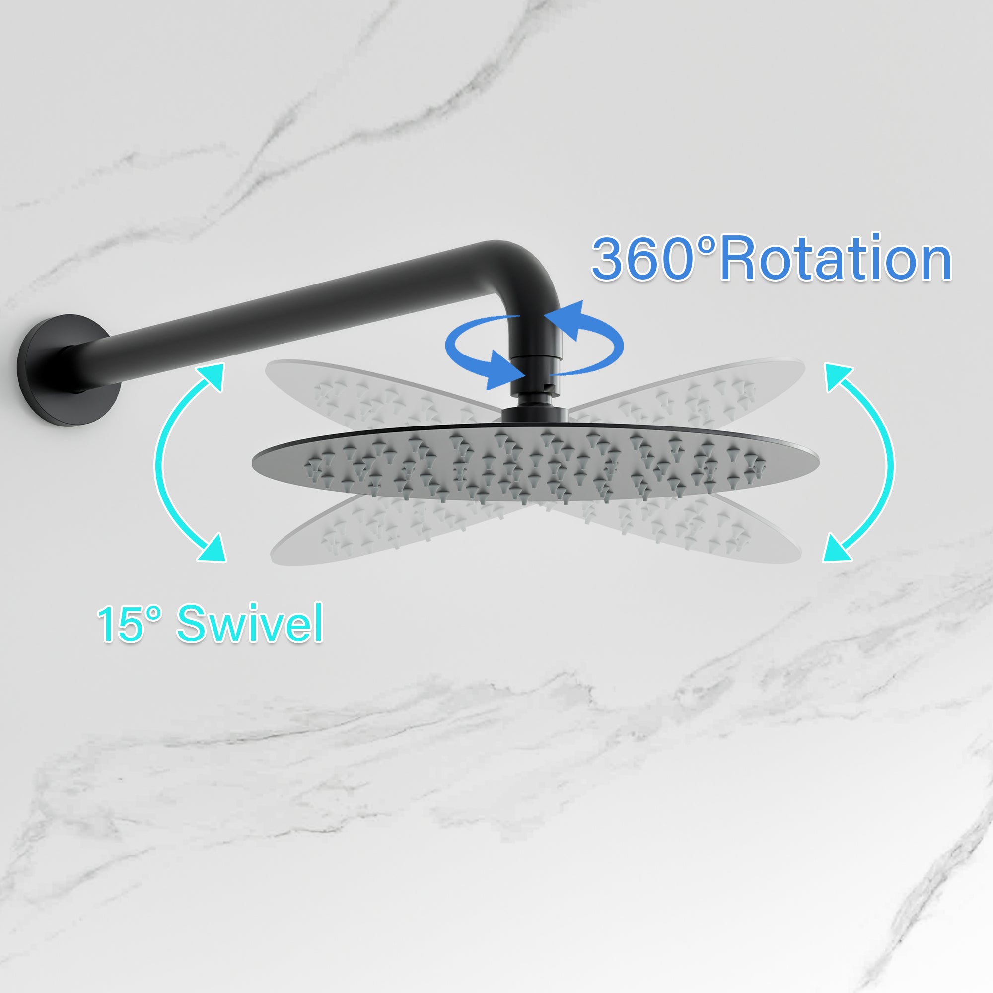 10-Inch Wall Mounted Shower System with Rainfall & Handheld, Matte Black