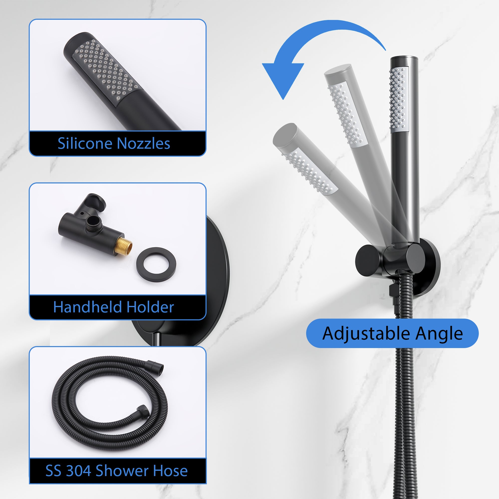 10 inch 1-Spray Patterns with 1.5 GPM Wall Mounted Dual Shower Heads in Matte Black (Valve Included)