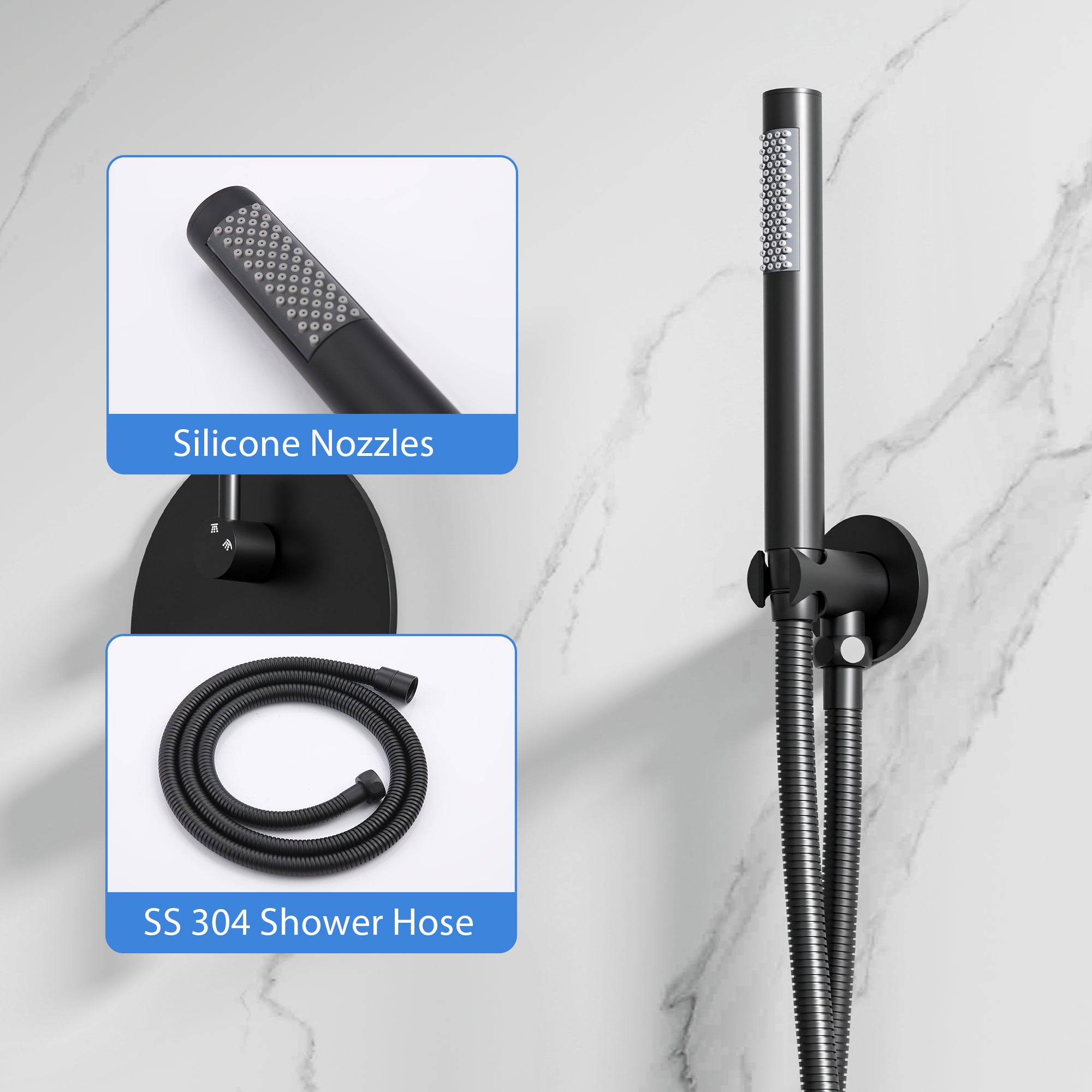 10-Inch Wall Mounted Shower System with Rainfall & Handheld, Matte Black