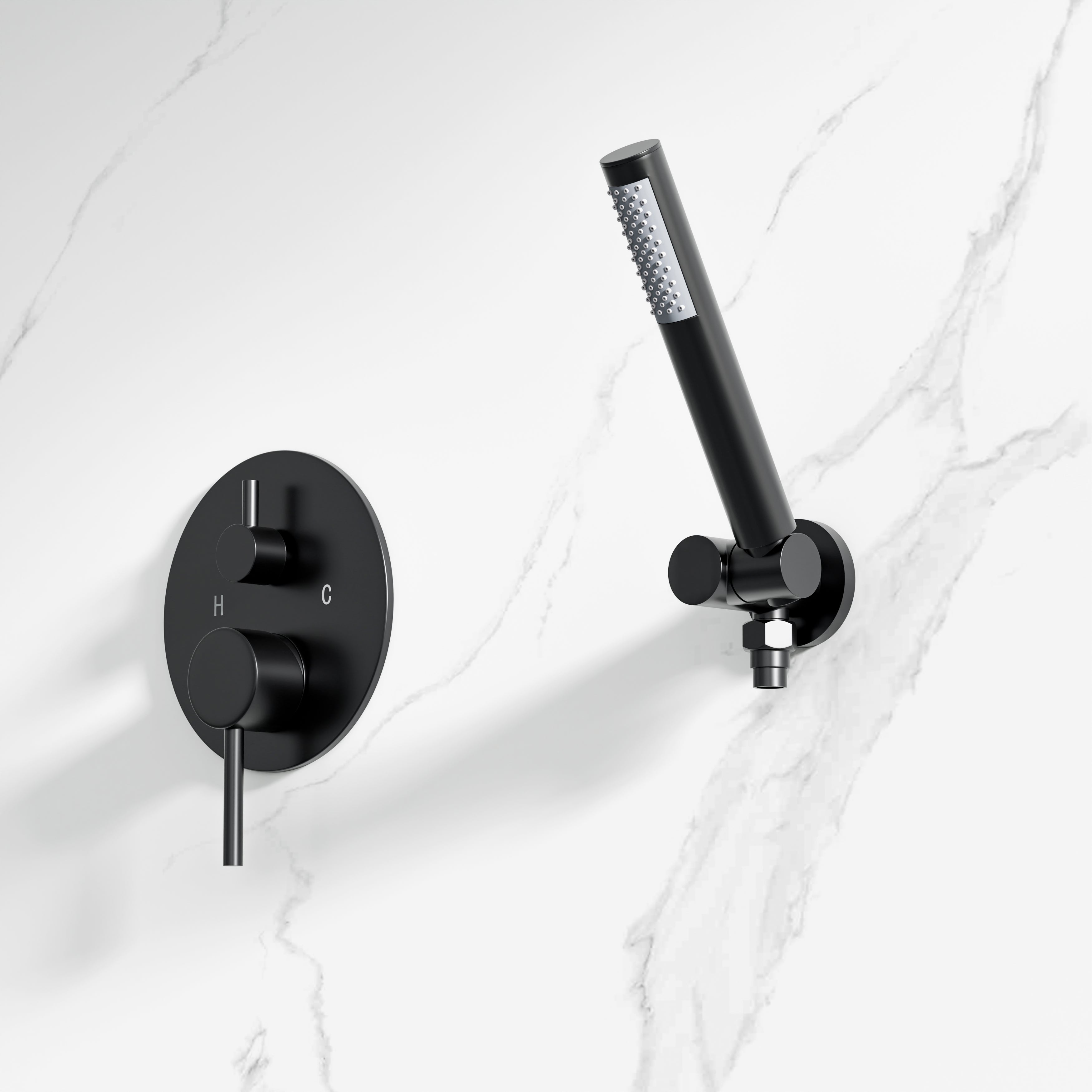 10 inch 1-Spray Patterns with 1.5 GPM Wall Mounted Dual Shower Heads in Matte Black (Valve Included)