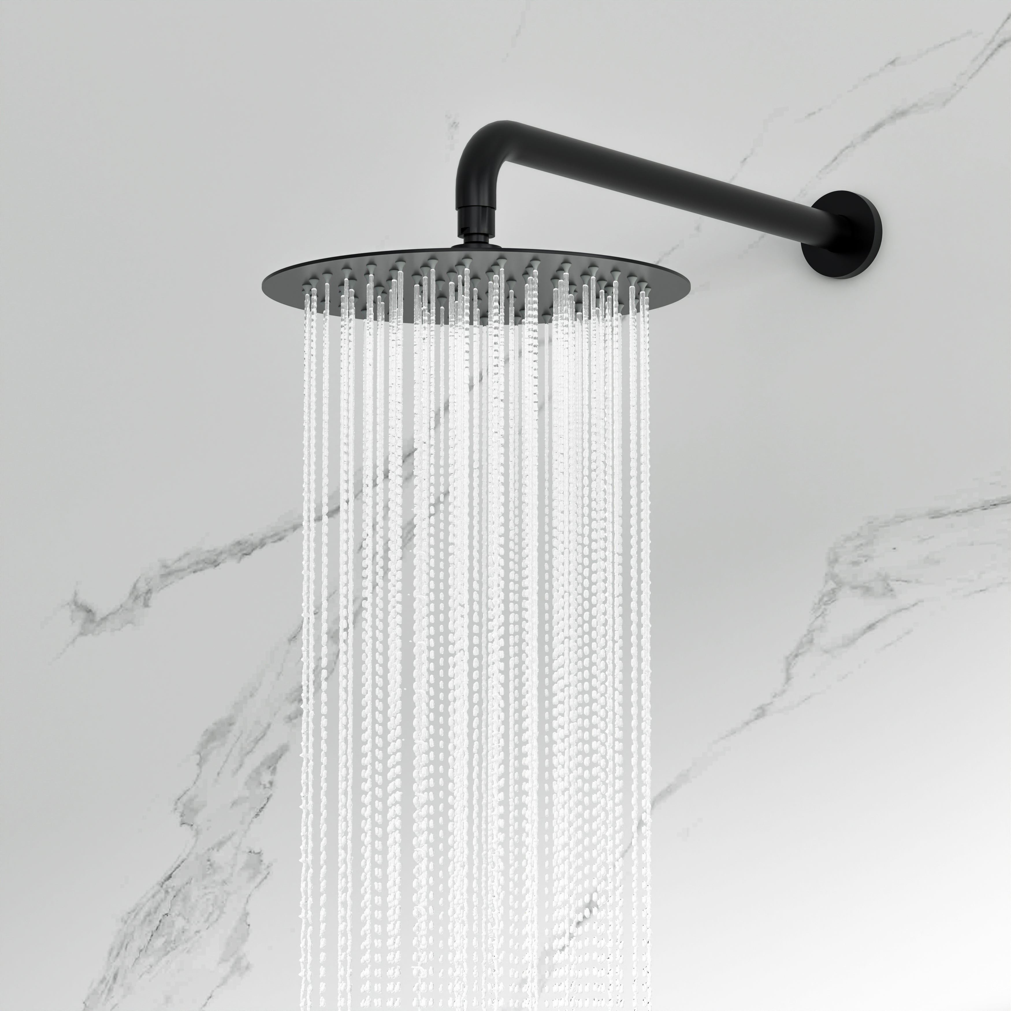 10 inch 1-Spray Patterns with 1.5 GPM Wall Mounted Dual Shower Heads in Matte Black (Valve Included)
