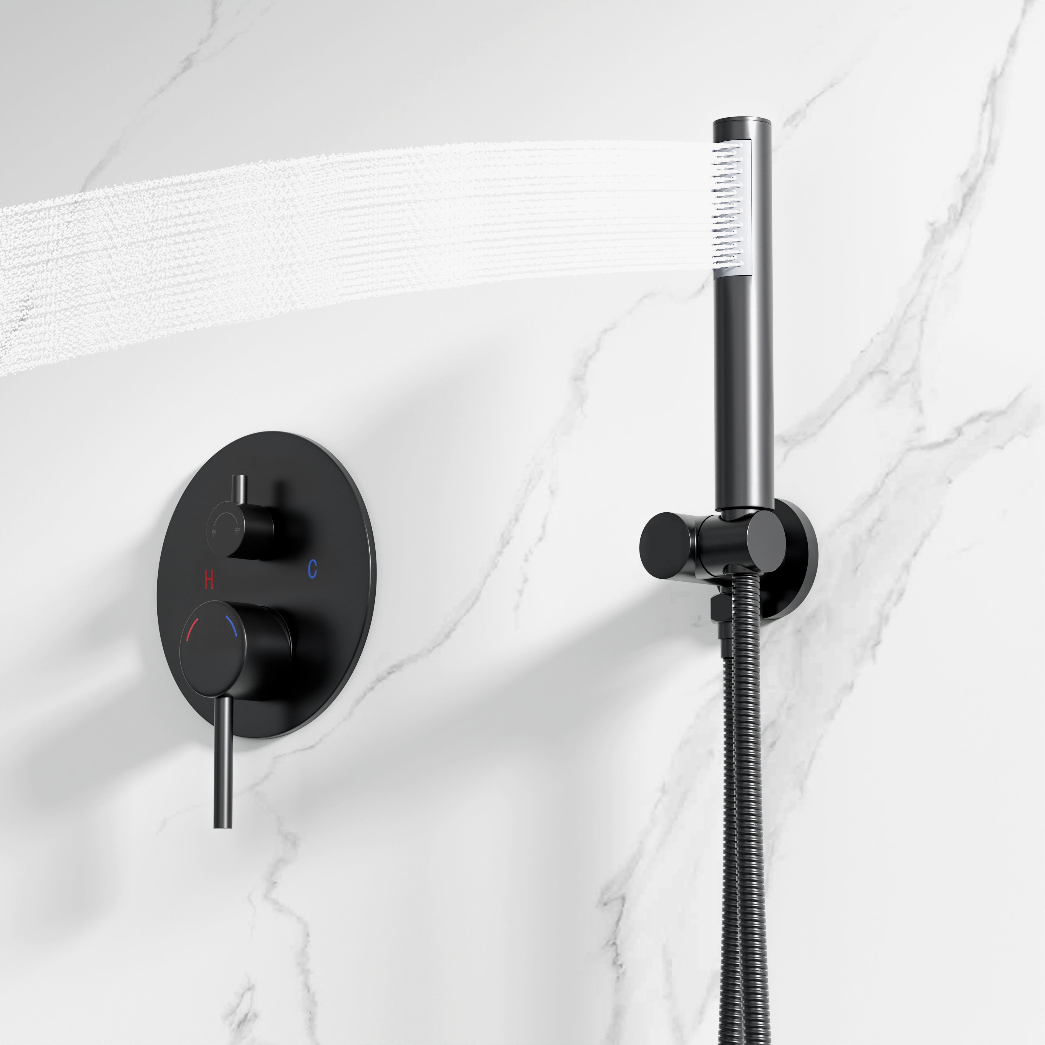 10 inch 1-Spray Patterns with 1.5 GPM Wall Mounted Dual Shower Heads in Matte Black (Valve Included)
