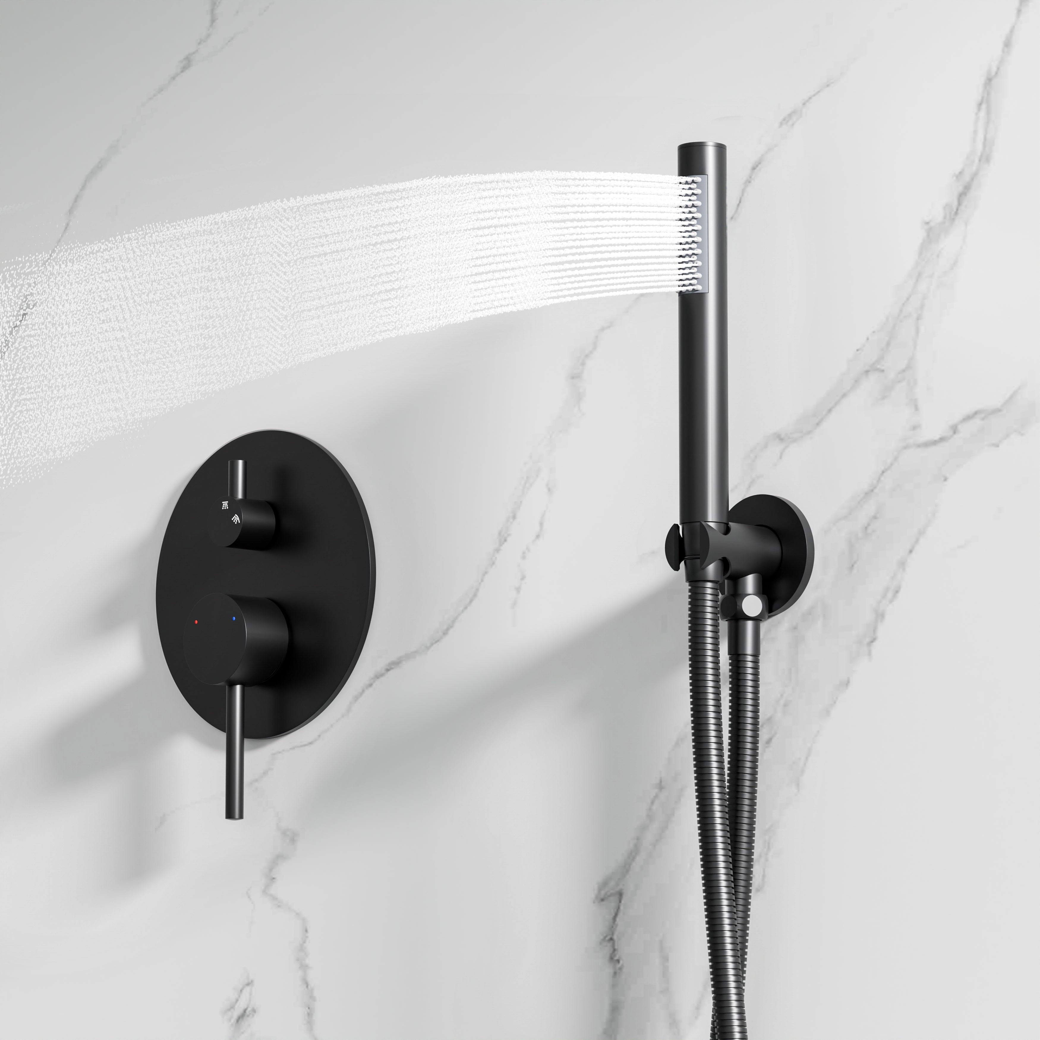 10-Inch Wall Mounted Shower System with Rainfall & Handheld, Matte Black