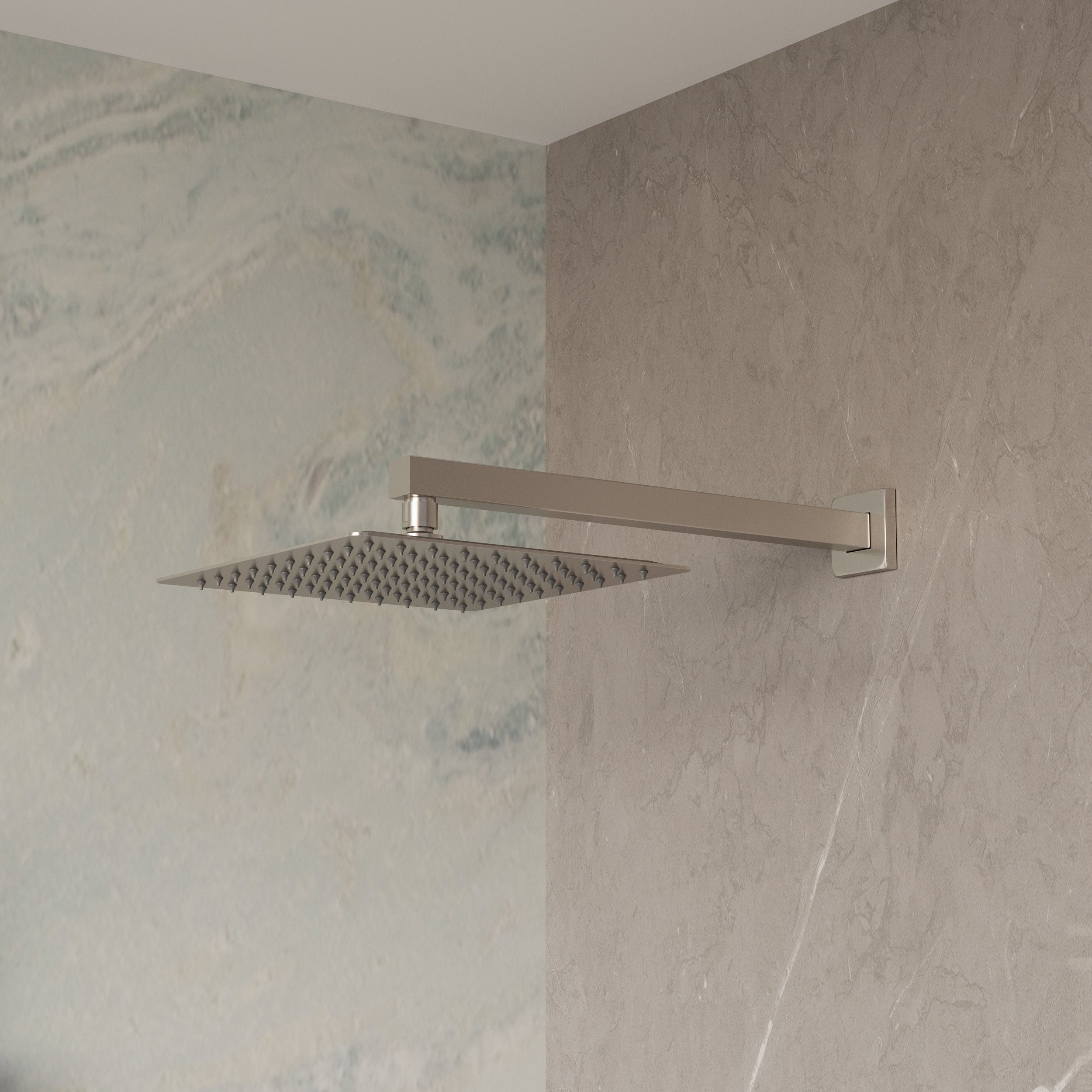 3-Function Thermostatic Stainless Steel Shower System with Dual Mounting Options Wall-Mounted & Ceiling-Mounted, Sliding Bar, 10" Square Overhead Shower