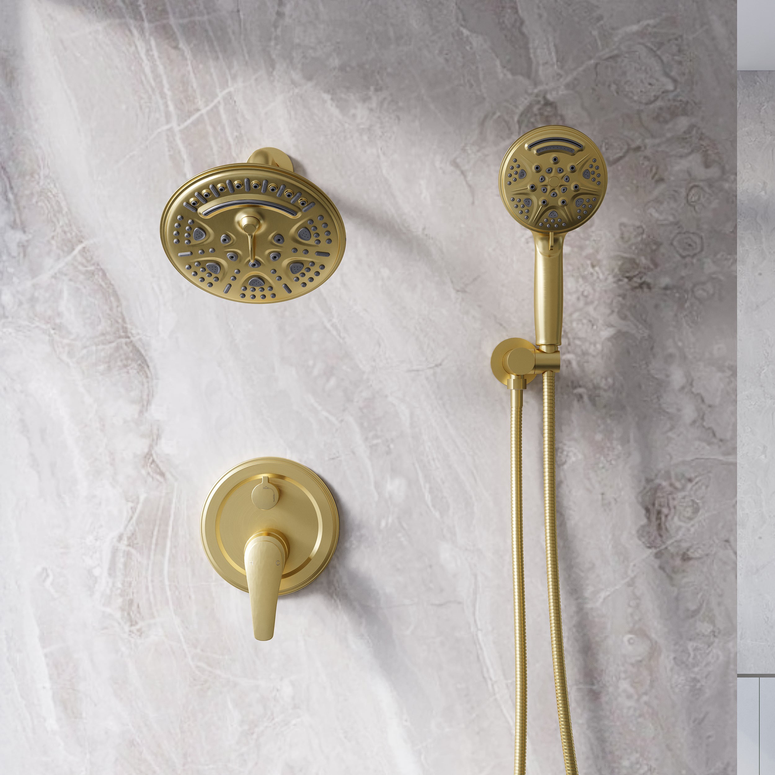 8 inch Wall Mount 6-Spray Patterns Rain Shower Head and 9-Function Handheld Shower Combo