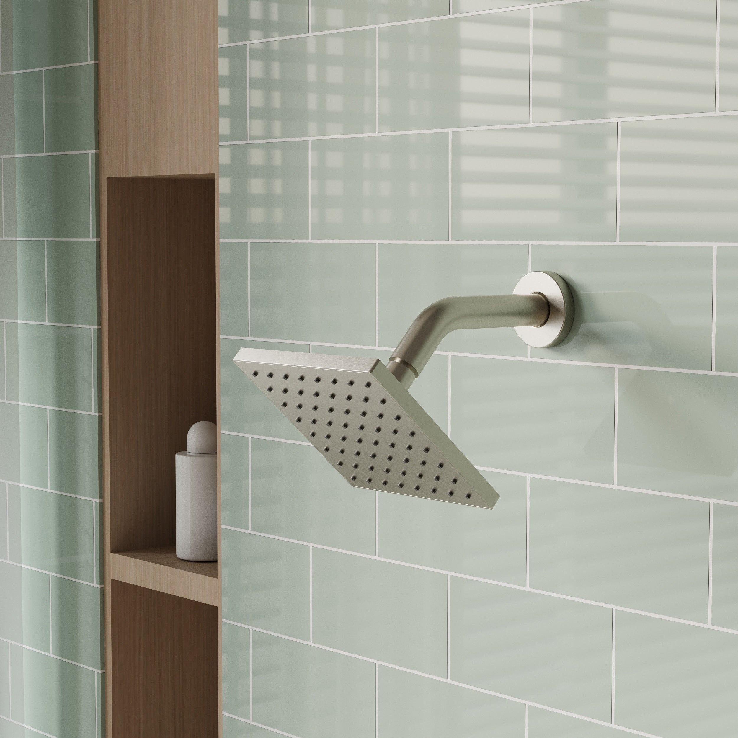 6-in Wall Mount Square Shower Faucet Set with Tub Spout Faucet Wall Mount Shower Head