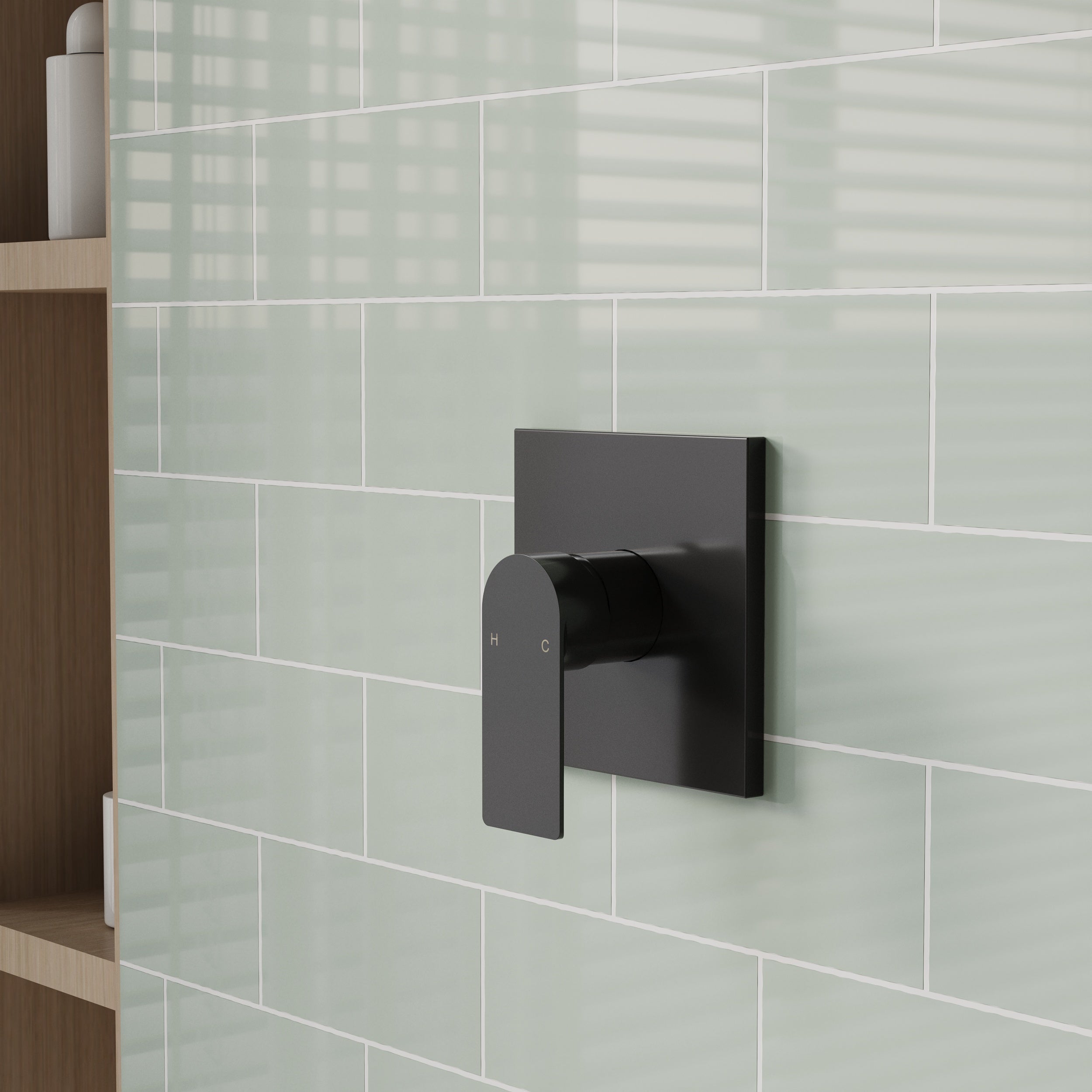 6-in Wall Mount Square Shower Faucet Set with Tub Spout Faucet Wall Mount Shower Head