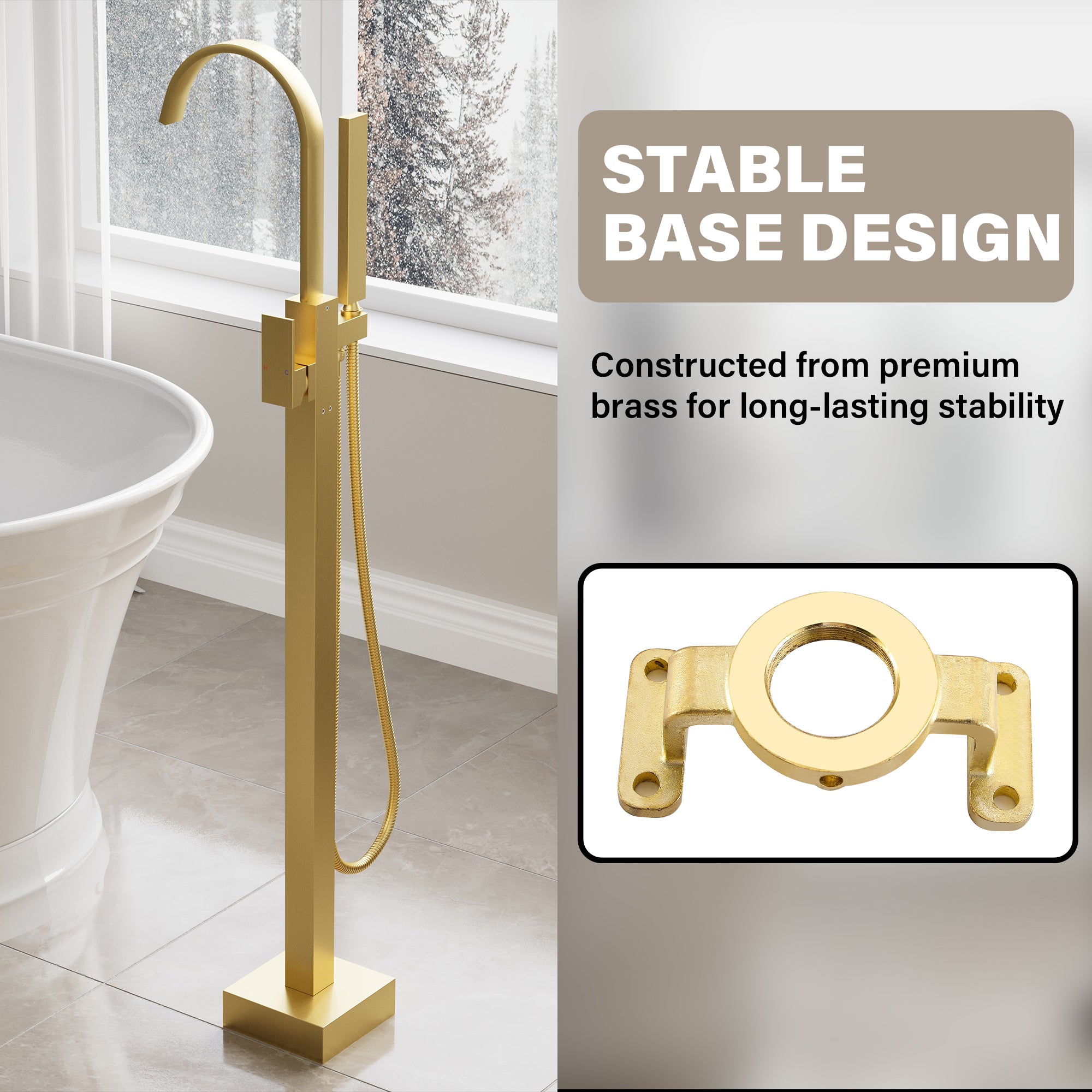 Single Handle Floor Standing Freestanding Bathtub Faucet with Hand Shower