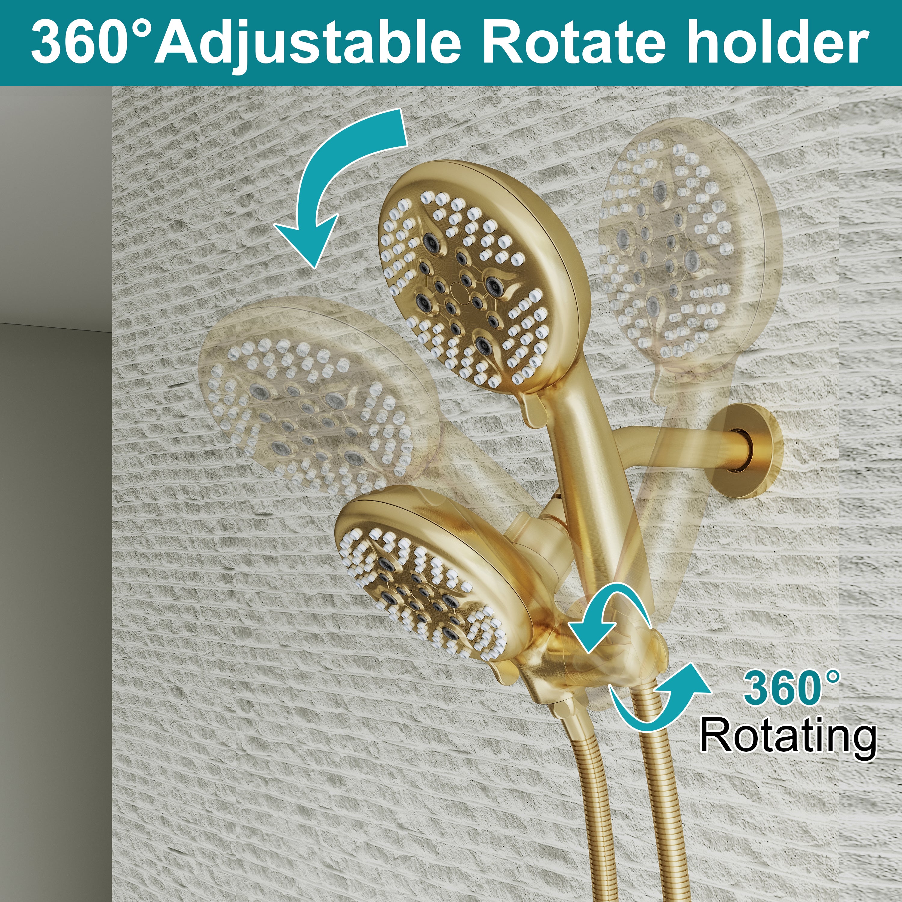 Three-Handle Shower System With Diverter Handle And 5-Spray Function Heads