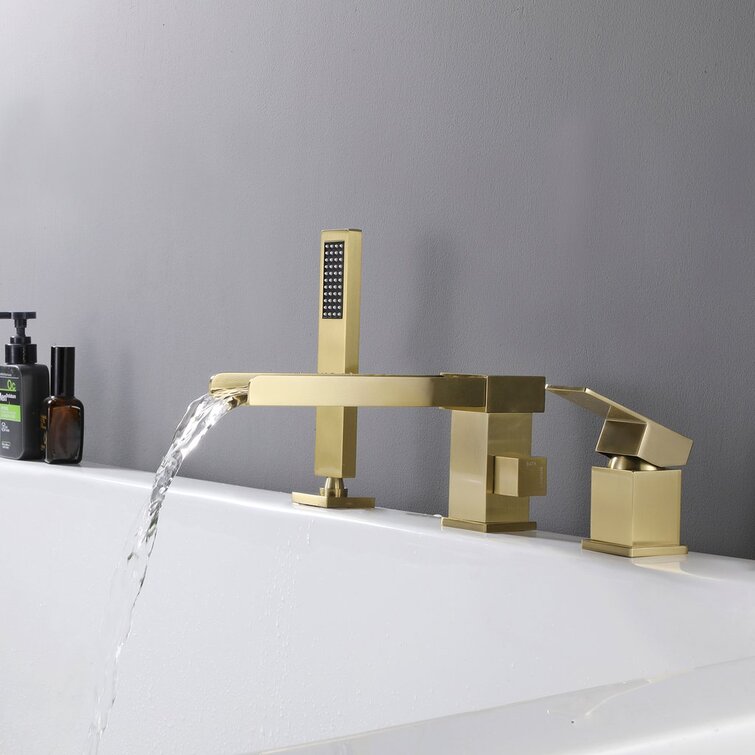 Deck Mounted Bathtub Faucet With Handheld Shower