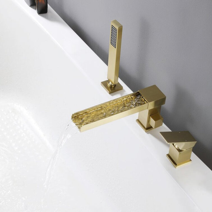 Deck Mounted Bathtub Faucet With Handheld Shower