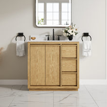 36 Inch Oak Soild Wood Bathroom Vanity with Sink, 3 Dovetail-constructed Drawers and 2 Soft-close Doors