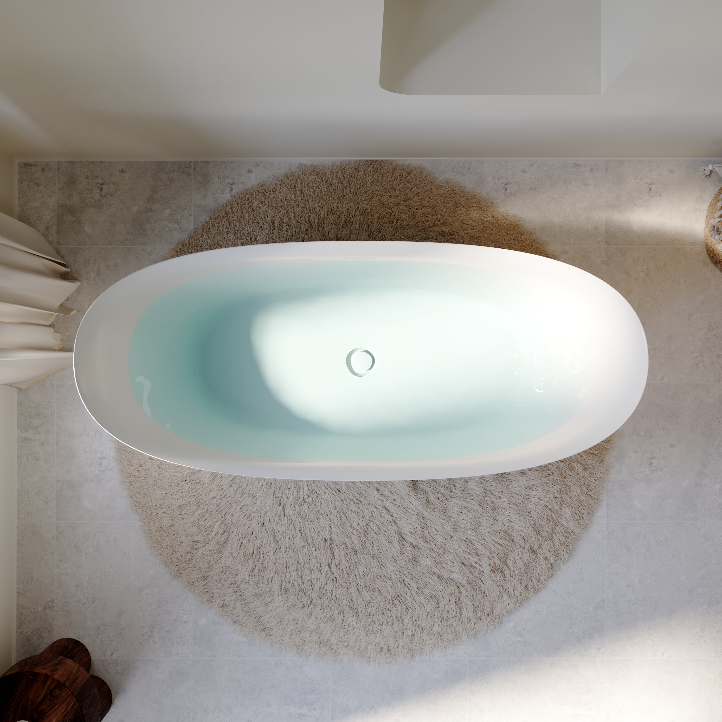66" Acrylic Freestanding Soaking Bathtub Contemporary Soaking White Tub with Overflow and Drain