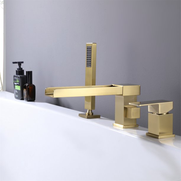 Deck Mounted Bathtub Faucet With Handheld Shower