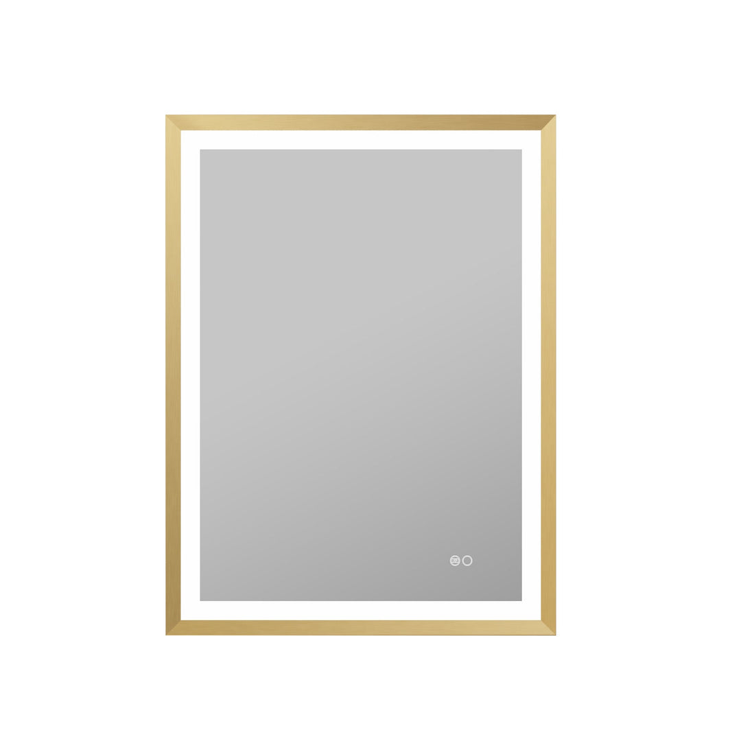 28 in. W x 36 in. H Aluminium Framed Front and Back LED Light Bathroom Vanity Mirror in Brushed Gold