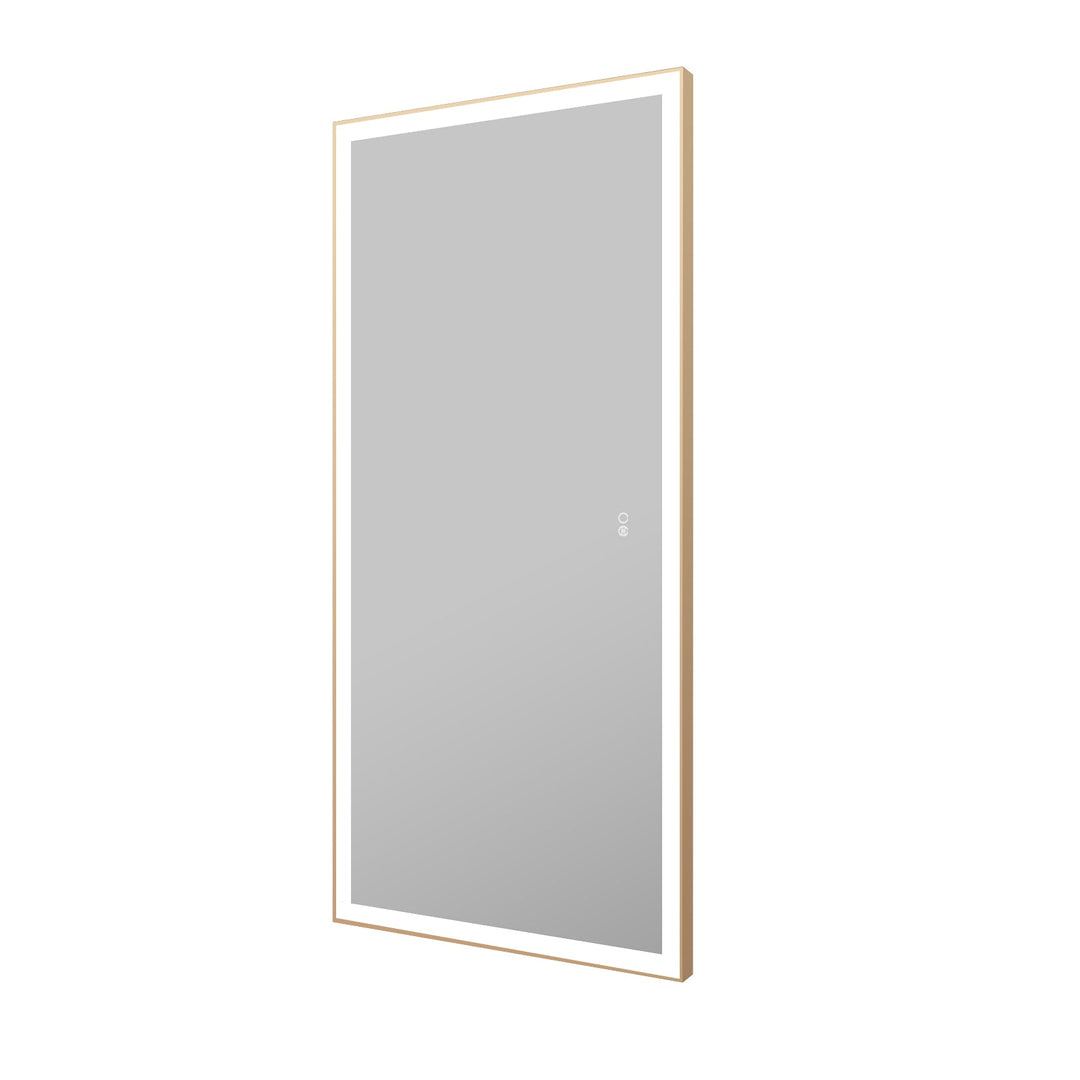 60 in. W x 28 in. H Aluminium Framed Rectangular LED Light Bathroom Vanity Mirror in Gold