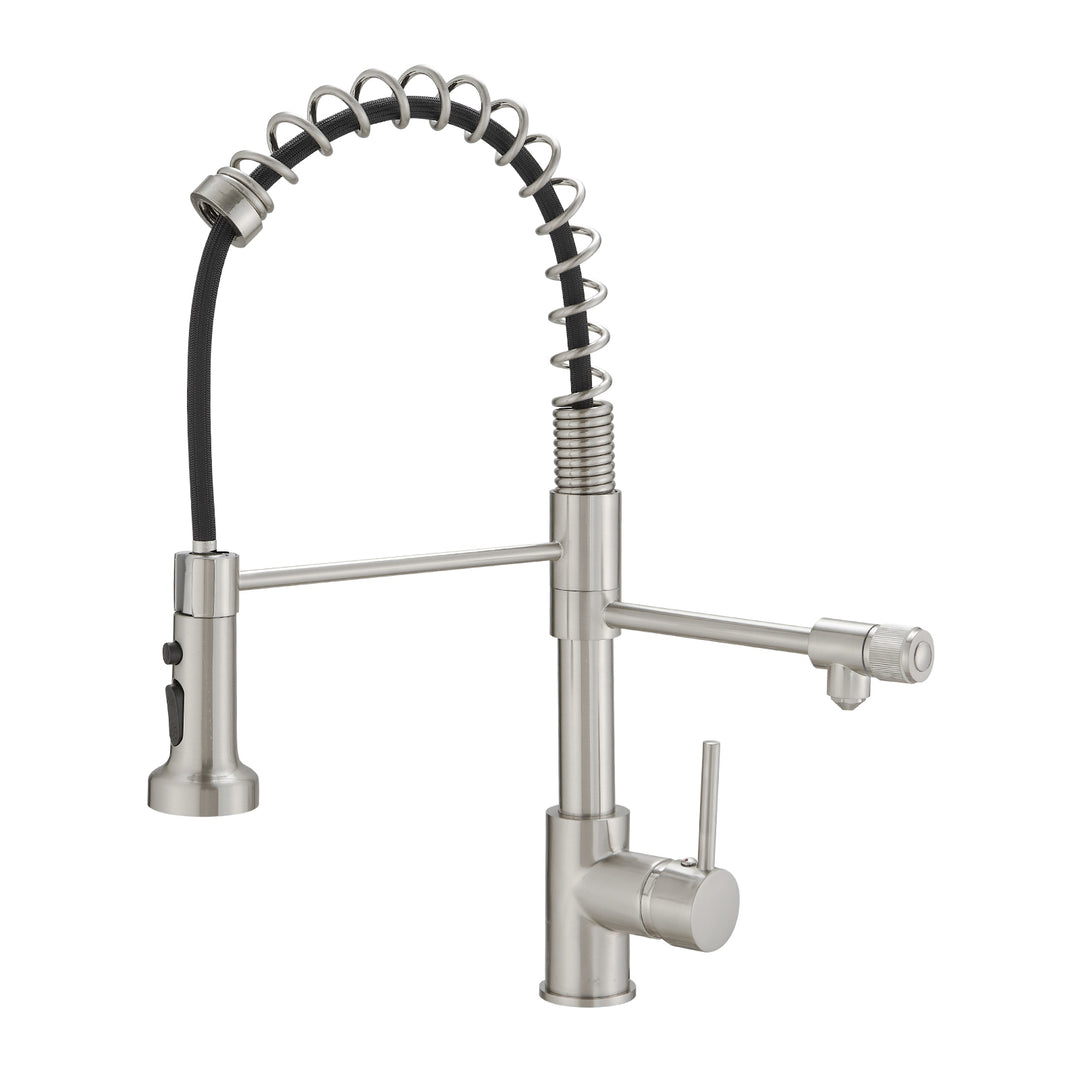 Single Handle Gooseneck Pull Down Sprayer Kitchen Faucet with Purified Water Faucet
