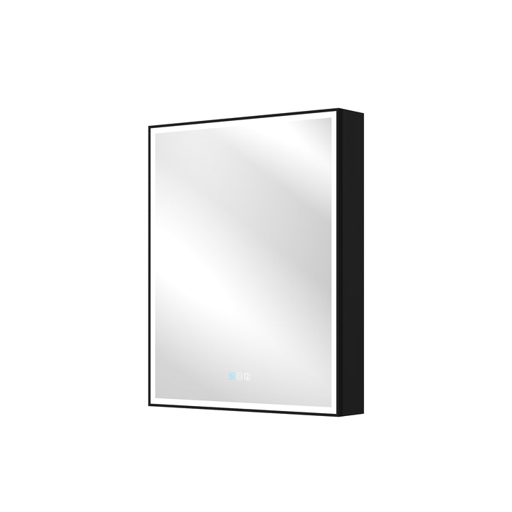 24'' x 30'' Black Aluminum Left Medicine Cabinet with Mirror and LED Light