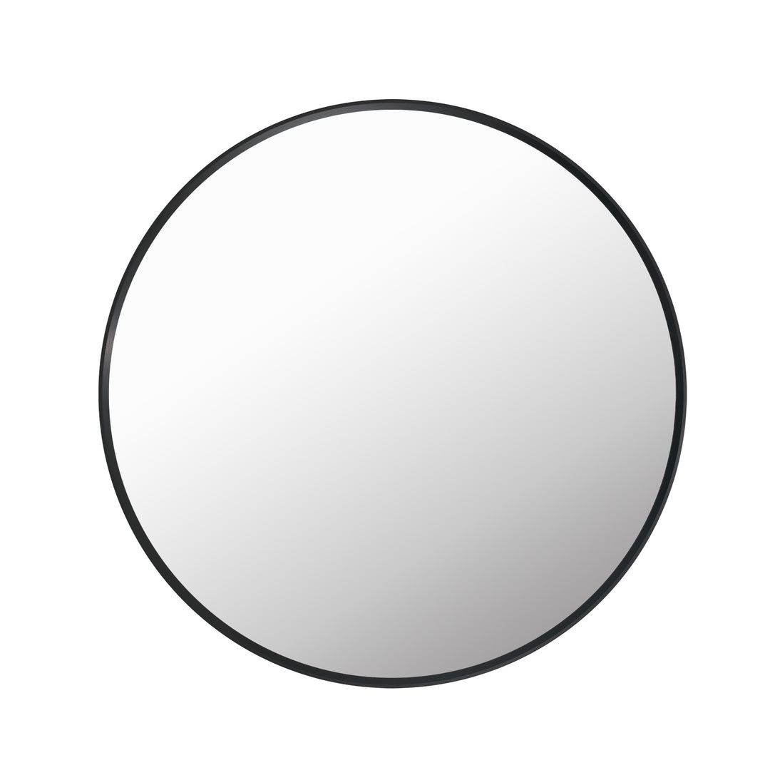 32 in. W x 32 in. H Black Modern Round Framed Aluminum Wall Mirror