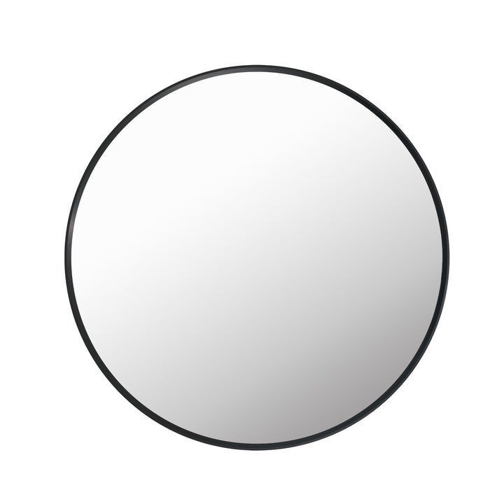 32 in. W x 32 in. H Black Modern Round Framed Aluminum Wall Mirror