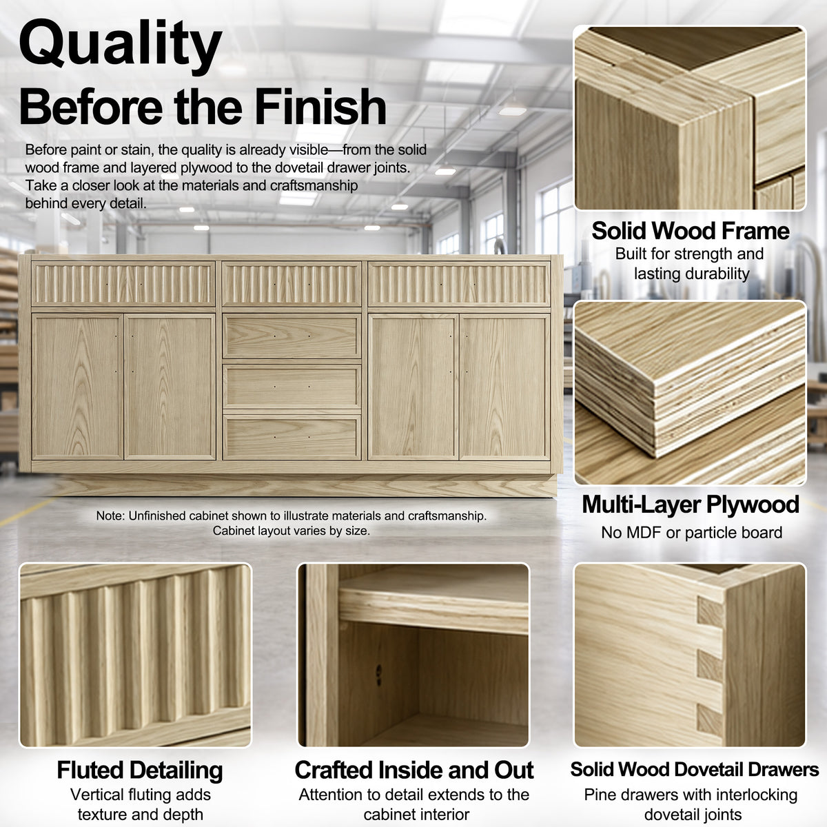 72 Inch Freestanding Solid Wood & Plywood Bathroom Vanity with Soft-Close Drawers, Carrara White Quartz Countertop, White