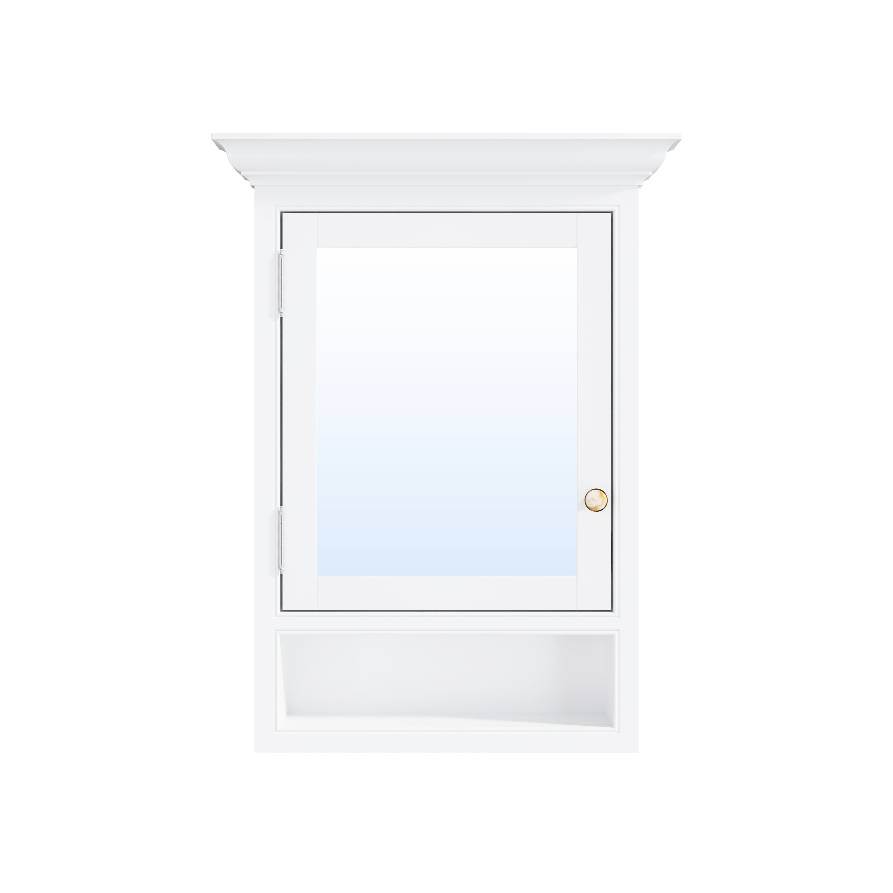 24 in. W x 32 in. H Recess Mount Bathroom Wood Medicine Cabinet with Mirror in White