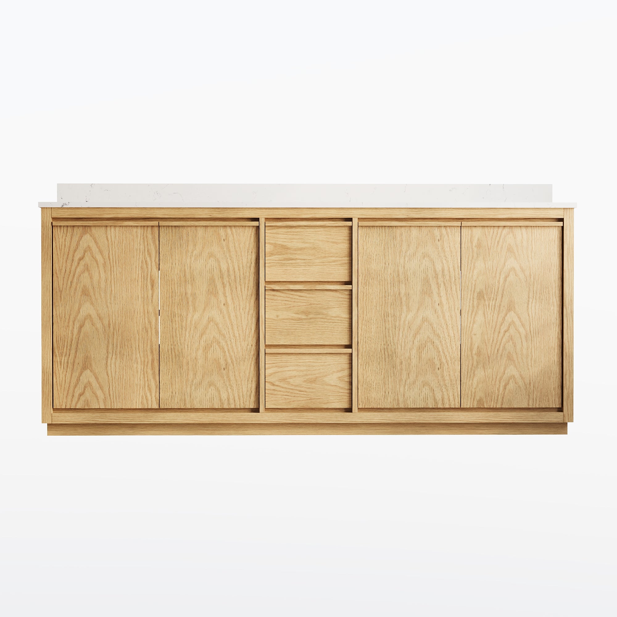 80 Inch Oak Soild Wood Bathroom Vanity with Double Undermount Sinks, 3 Dovetail-constructed Drawers and 4 Soft-close Doors