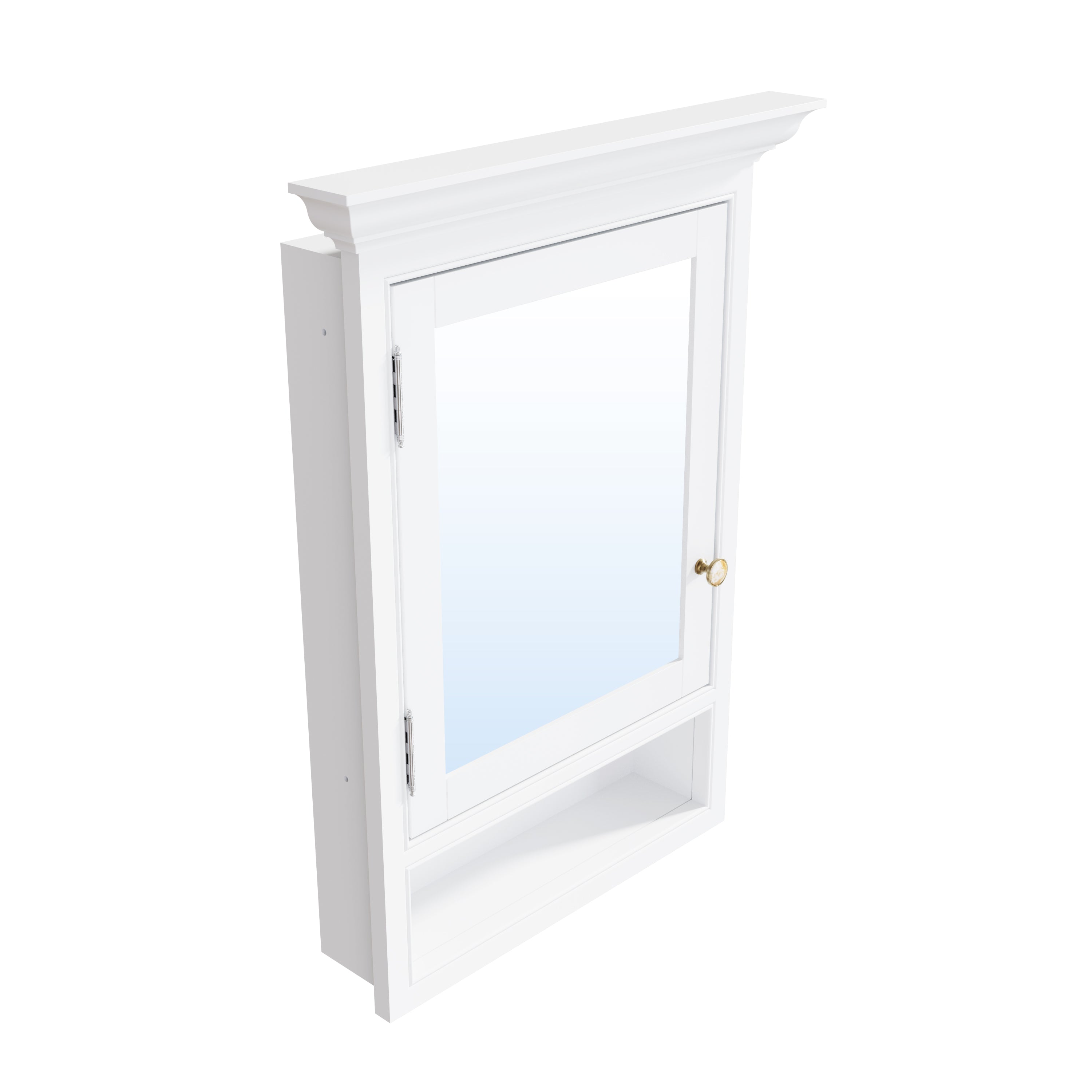 24 in. W x 32 in. H Recess Mount Bathroom Wood Medicine Cabinet with Mirror in White