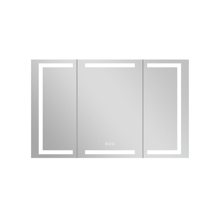 48" x 30" LED Lighted Surface/Recessed Mount Aluminum Mirror Medicine Cabinet Anti-Fog Dimmable with Outlet