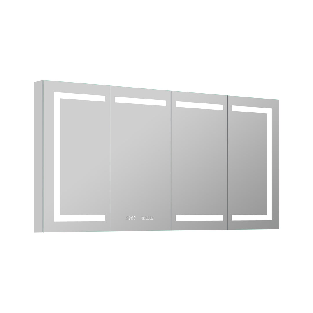 60" W x 32" H LED Lighted Bathroom Medicine Cabinet with Mirror Recessed or Surface