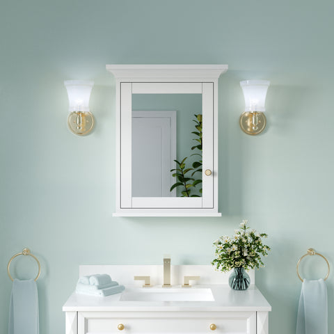 24 in.W x 30 in.H Surface-Mount Bathroom Medicine Cabinet with Mirror in White
